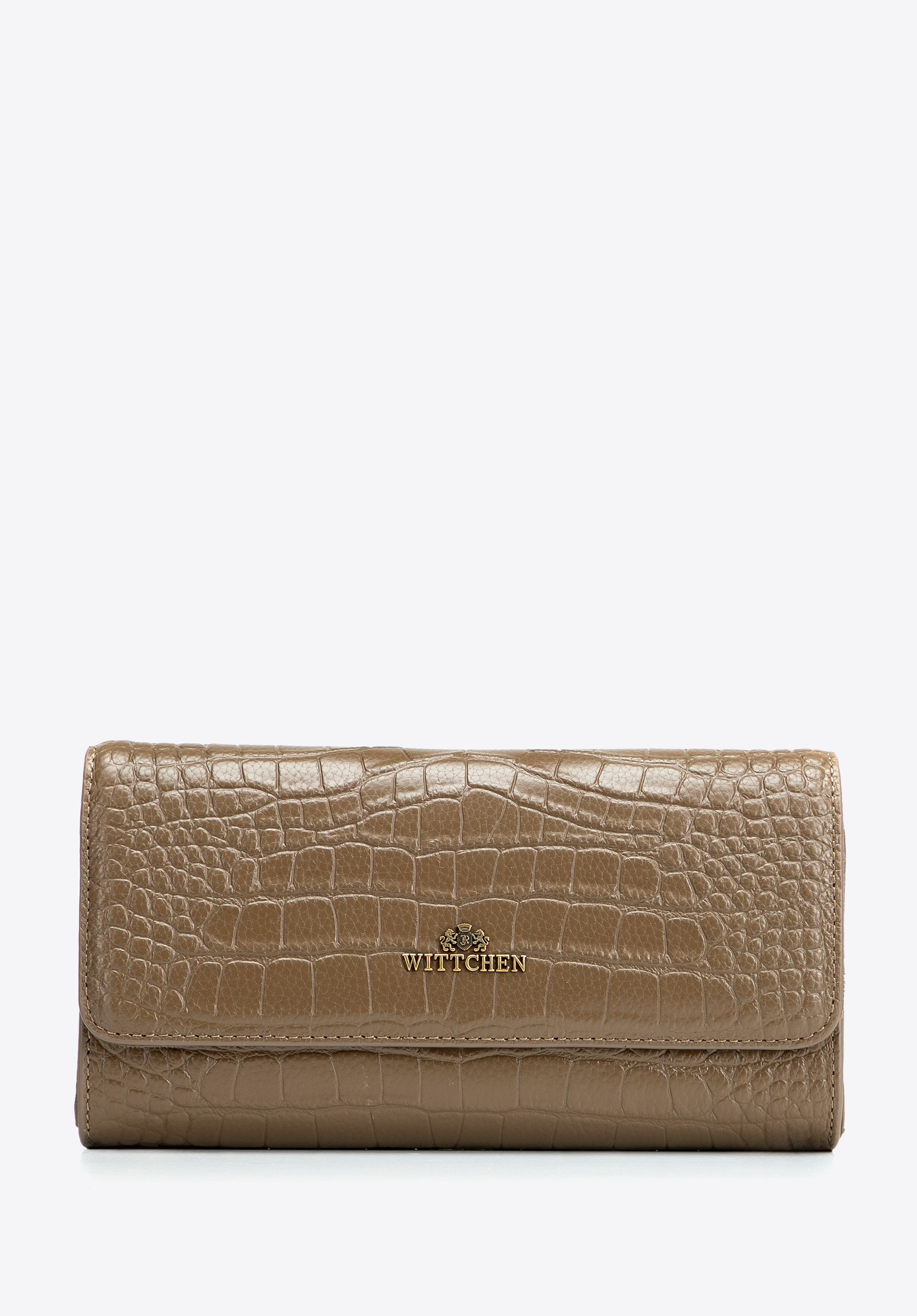 Clutch-Tasche aus Leder mit Krokodilprägung für Damen