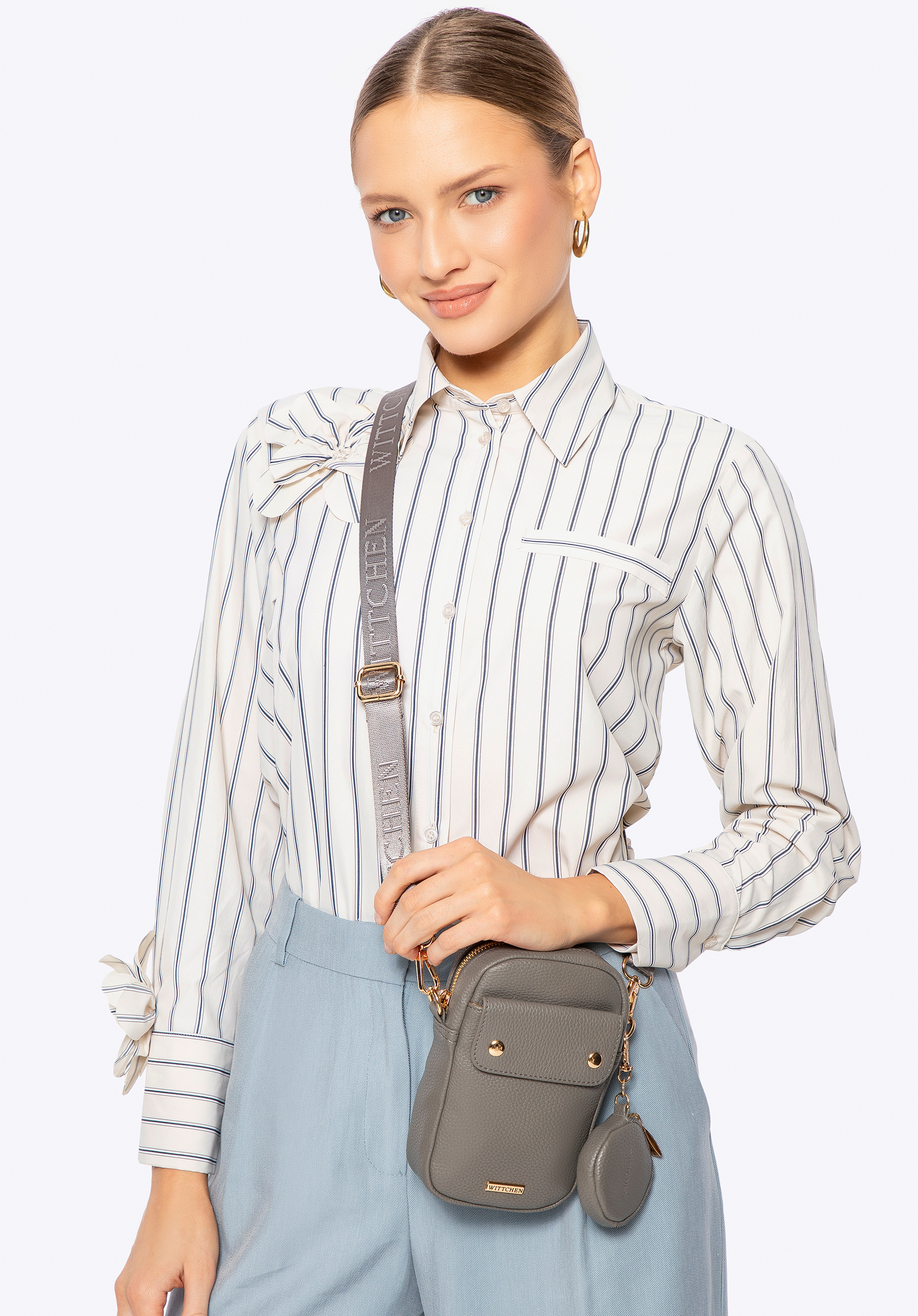 Damen-Mini-Tasche aus Öko-Leder, grau-gold, 100-2Y-011-8G, Bild 1