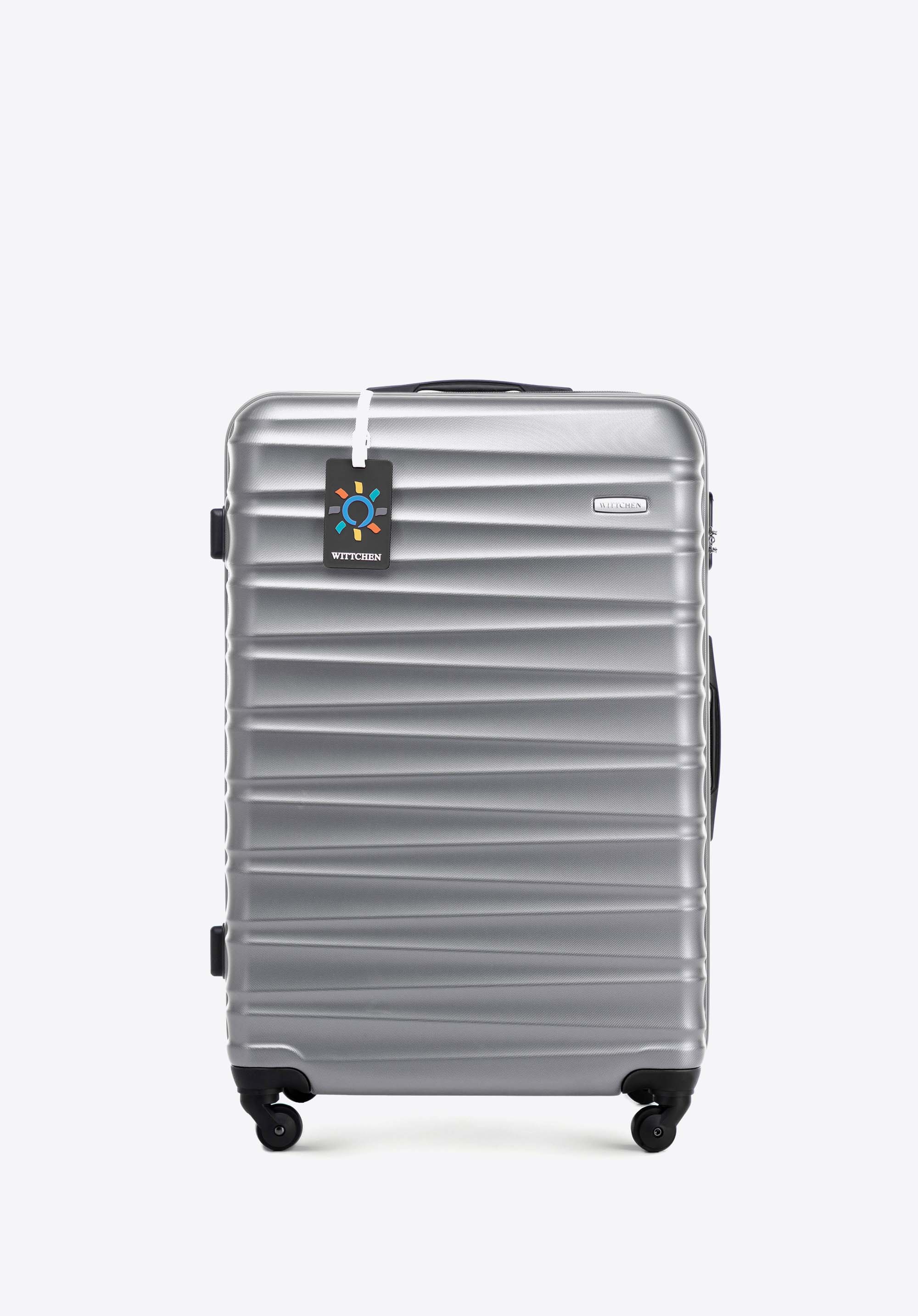 Großer ABS-Koffer mit Gepäckanhänger, grau, 56-3A-313-01Z4, Bild 1