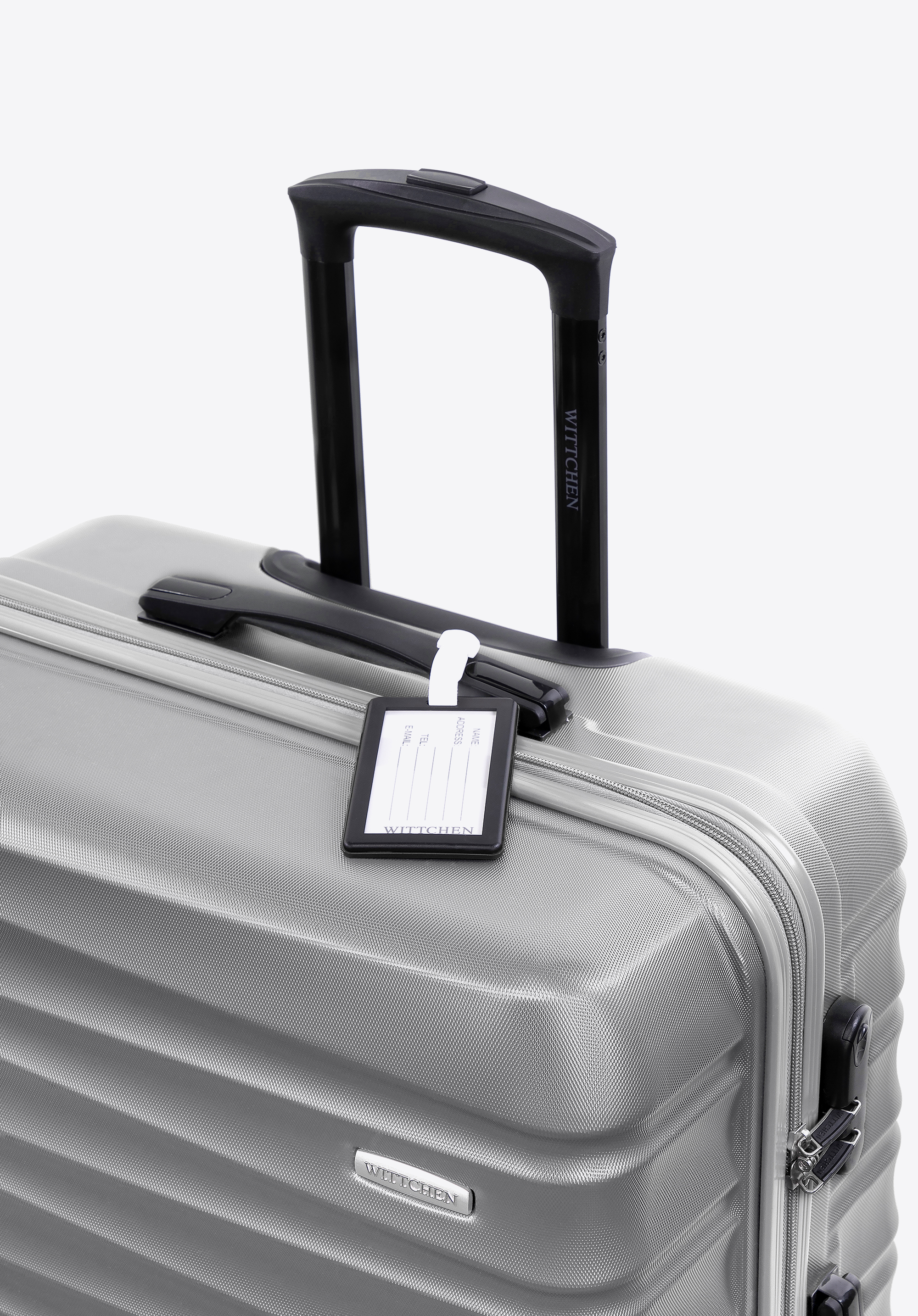 Großer ABS-Koffer mit Gepäckanhänger, grau, 56-3A-313-01Z4, Bild 1