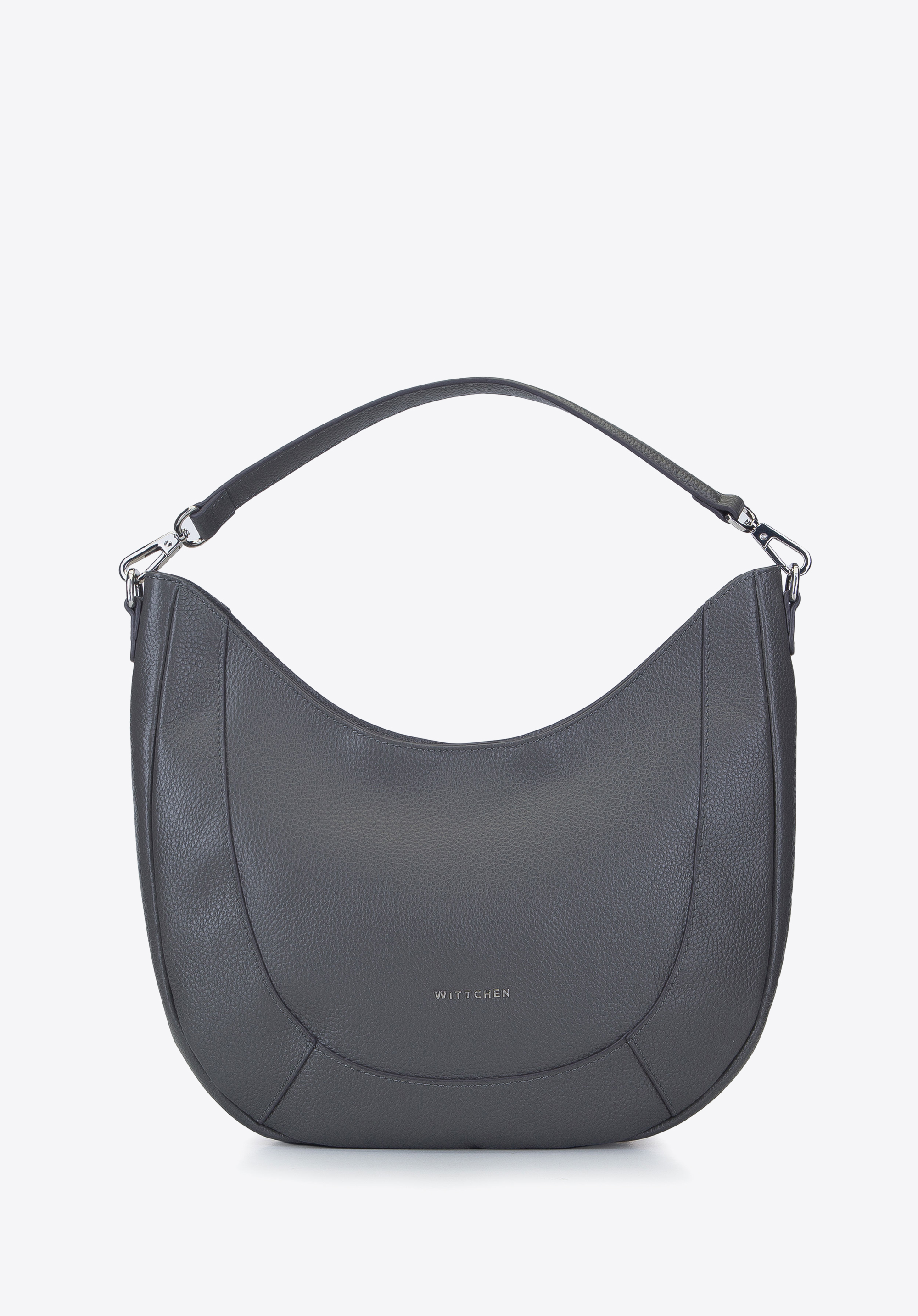 Halbmond-Tasche aus Leder, grau, 93-4E-608-8, Bild 1