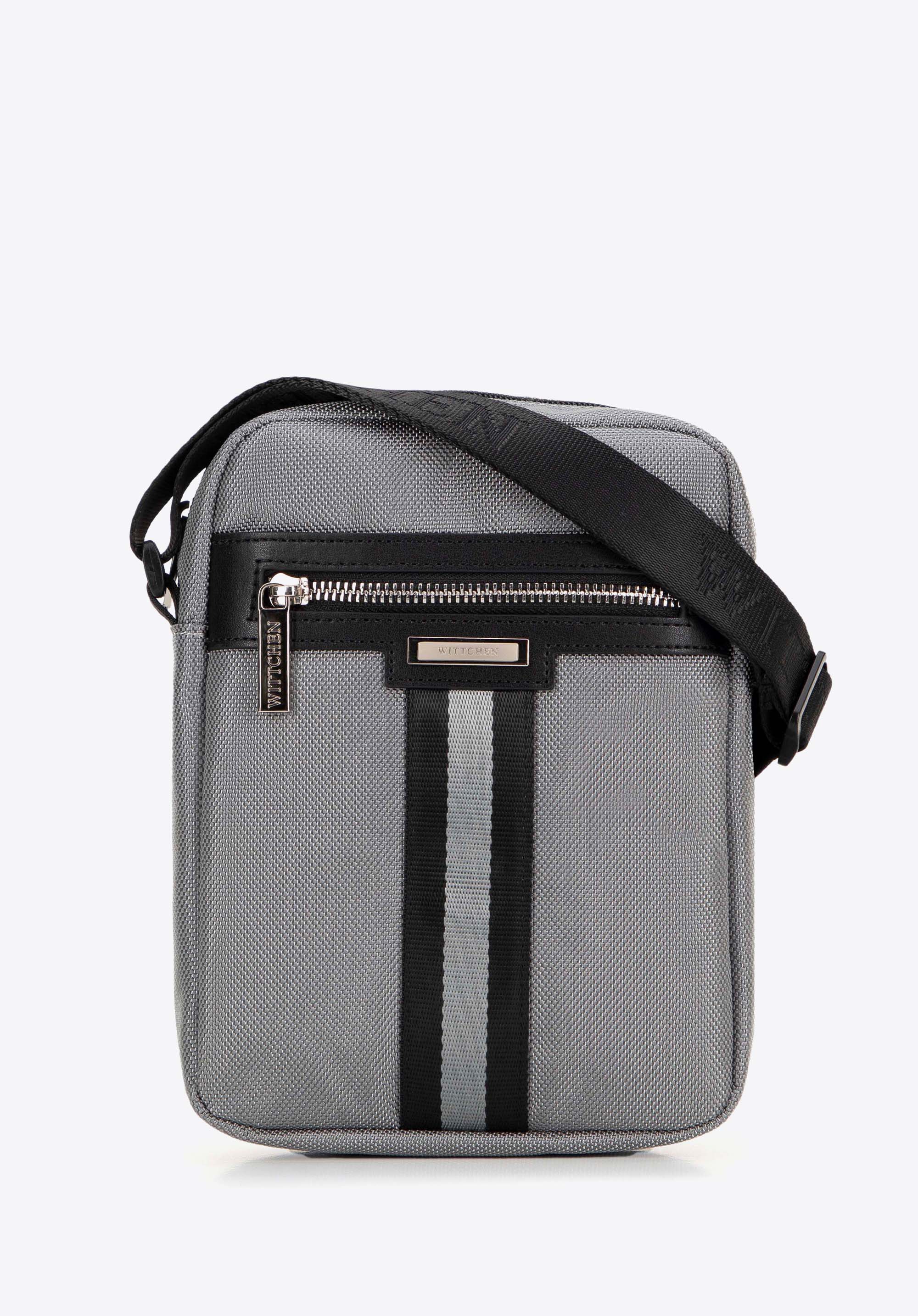 Herren Umhängetasche mit dekorativem Riemen, grau, 100-4U-905-8, Bild 1