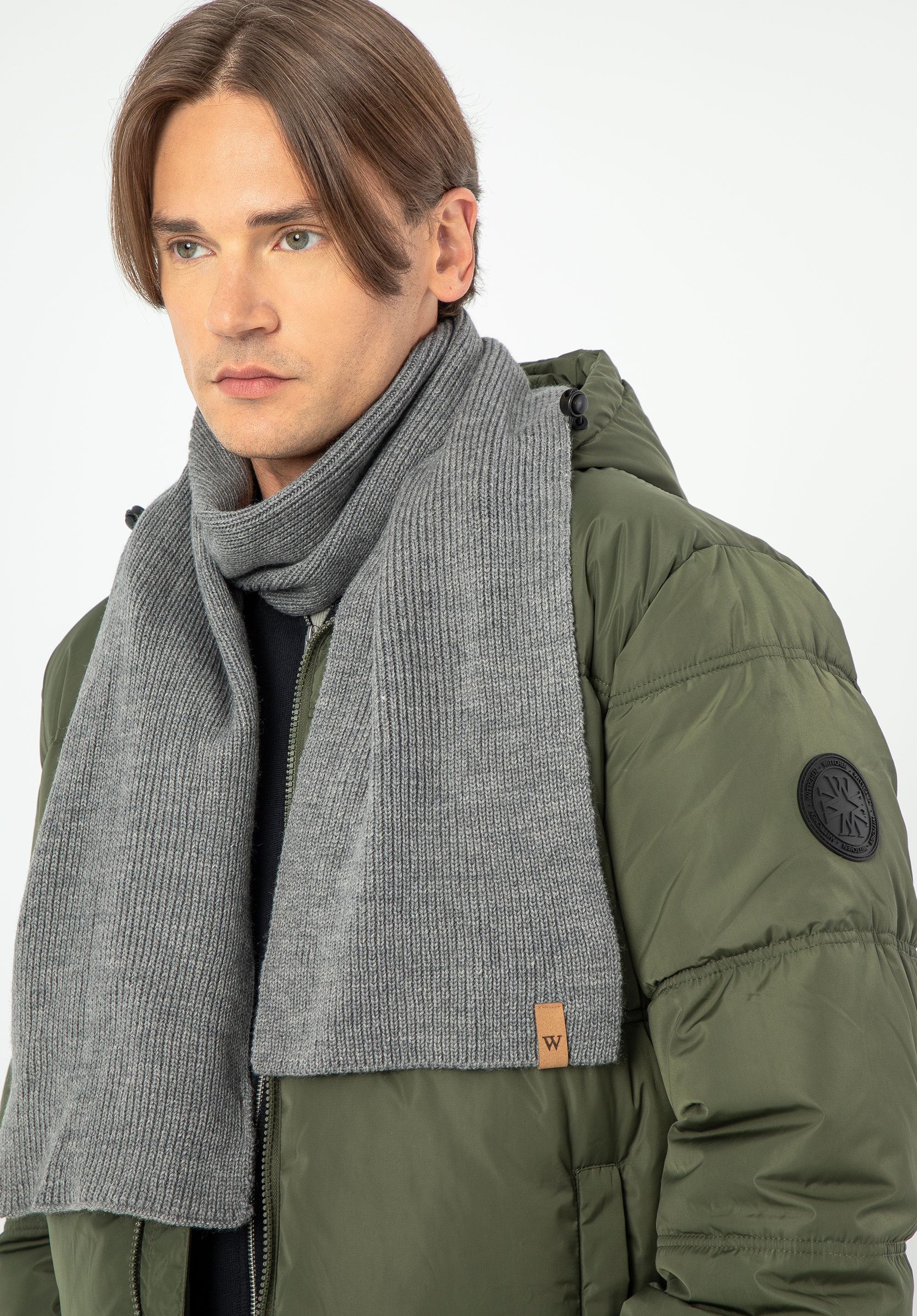 Herrenschal mit Logo, grau, 99-7F-020-8, Bild 1