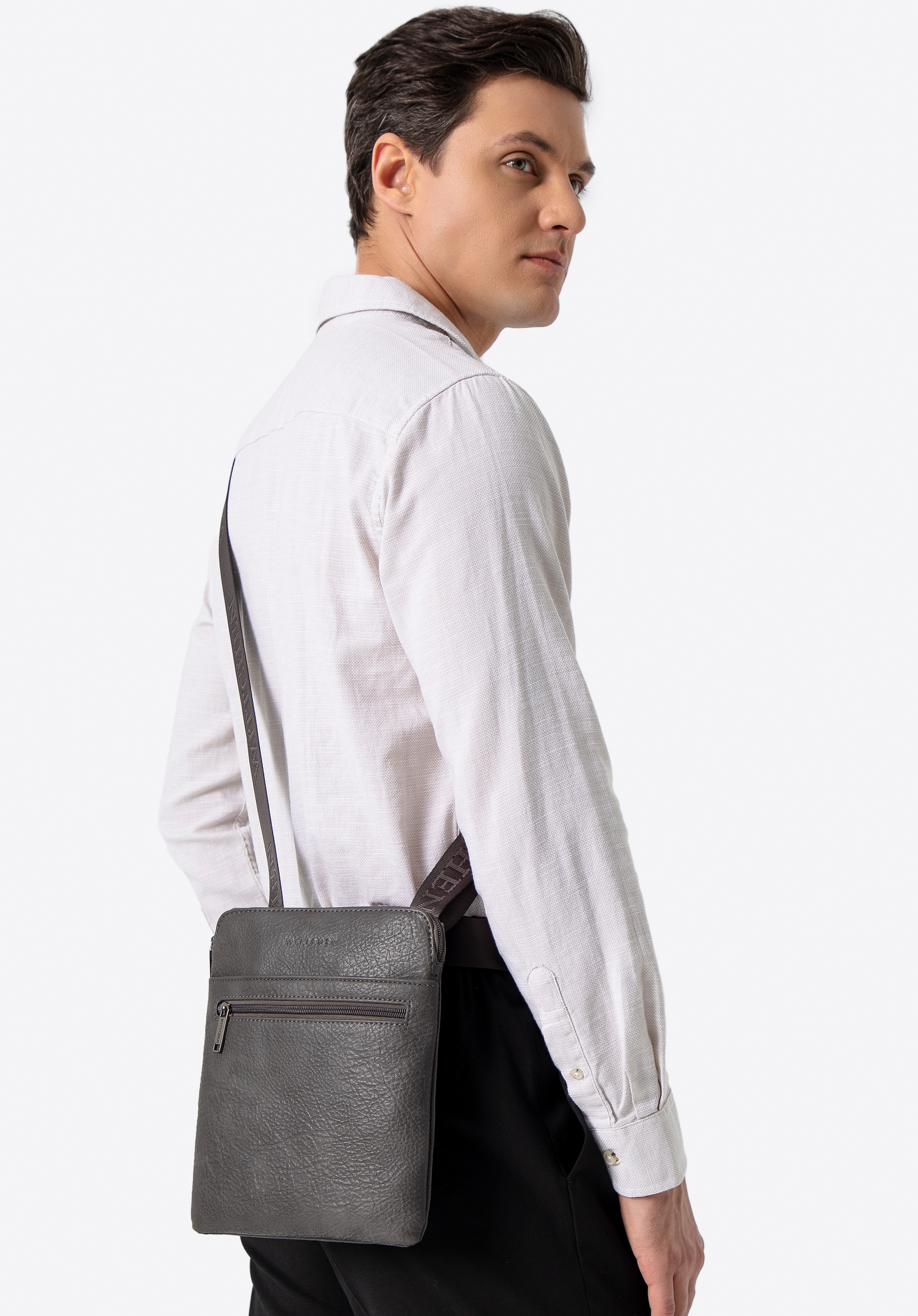 Kleine Umhängetasche aus Lederimitat, grau, 100-4P-912-8, Bild 1