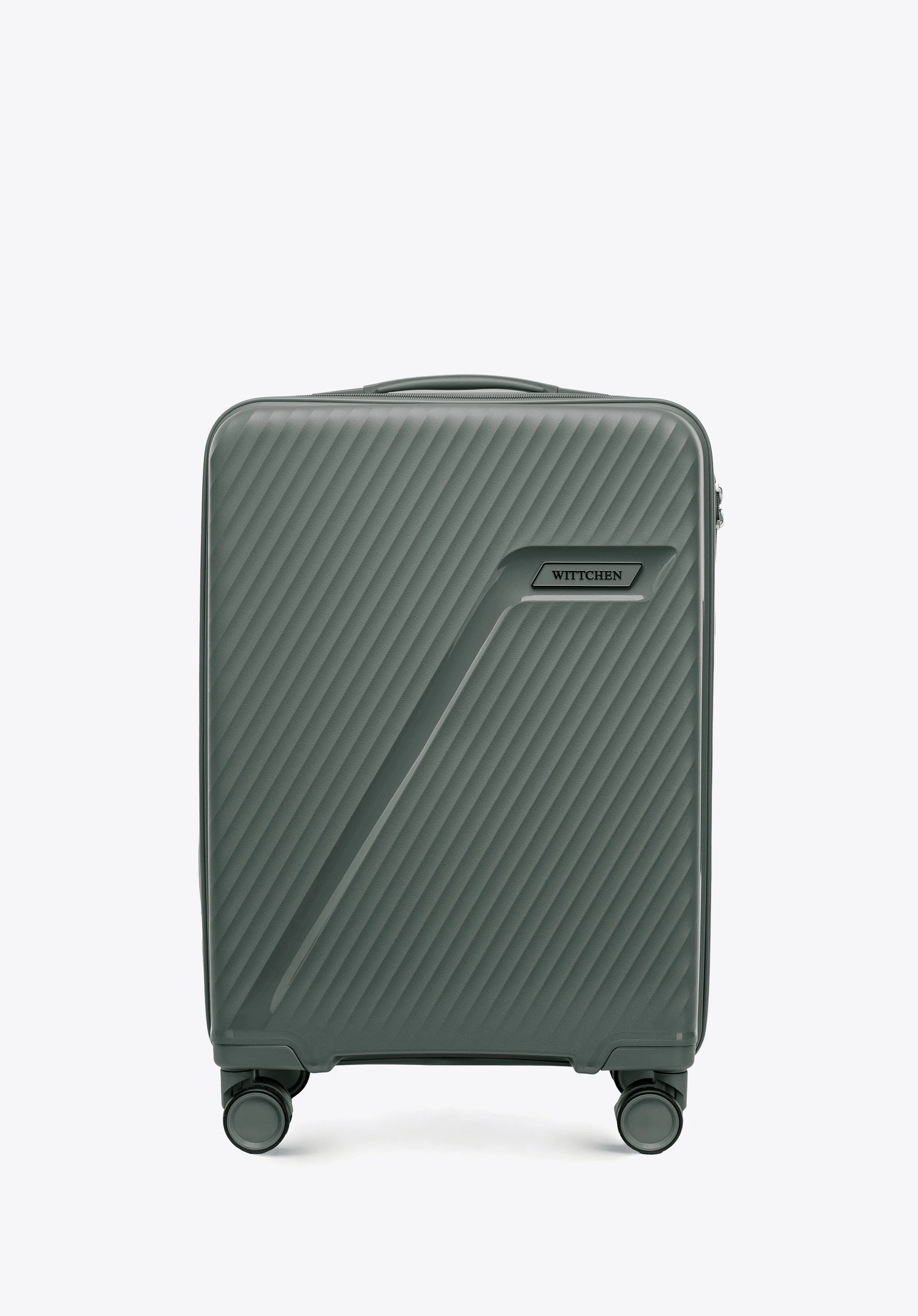 Kleiner Koffer aus Polypropylen mit diagonalem Muster, grau, 56-3T-501-01, Bild 1