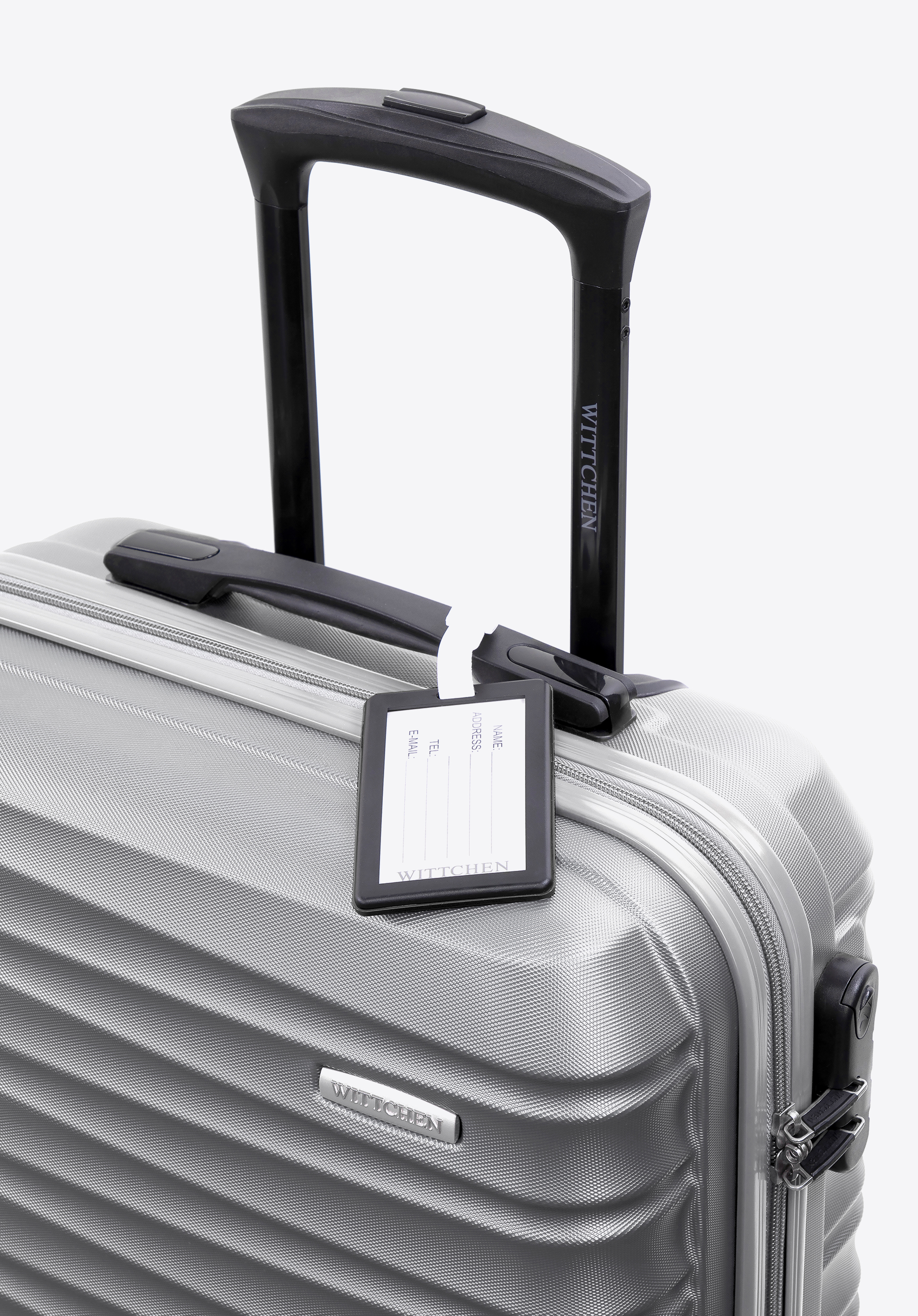 Kleiner ABS-Koffer mit Gepäckanhänger, grau, 56-3A-311-01Z4, Bild 1