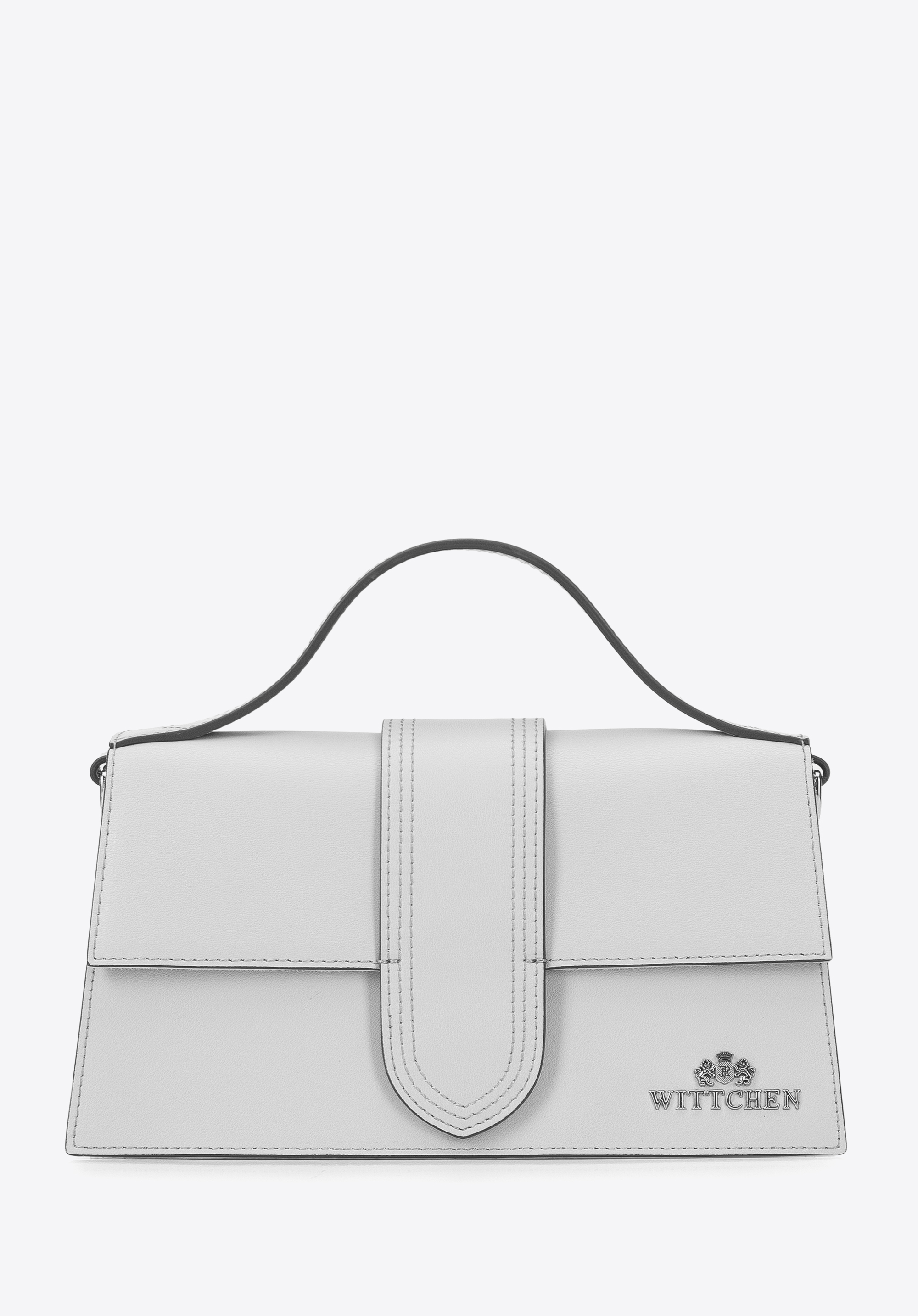 Koffertasche aus Leder mit Riemen an der Klappe WITCHEN, grau, 97-4-600-8, Bild 1