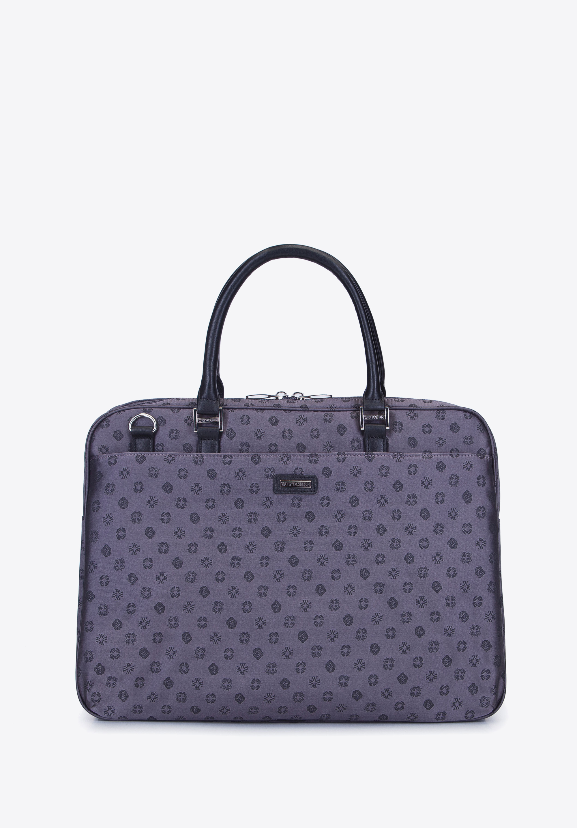 Laptoptasche für Damen aus Leder und Jacquard mit Monogramm