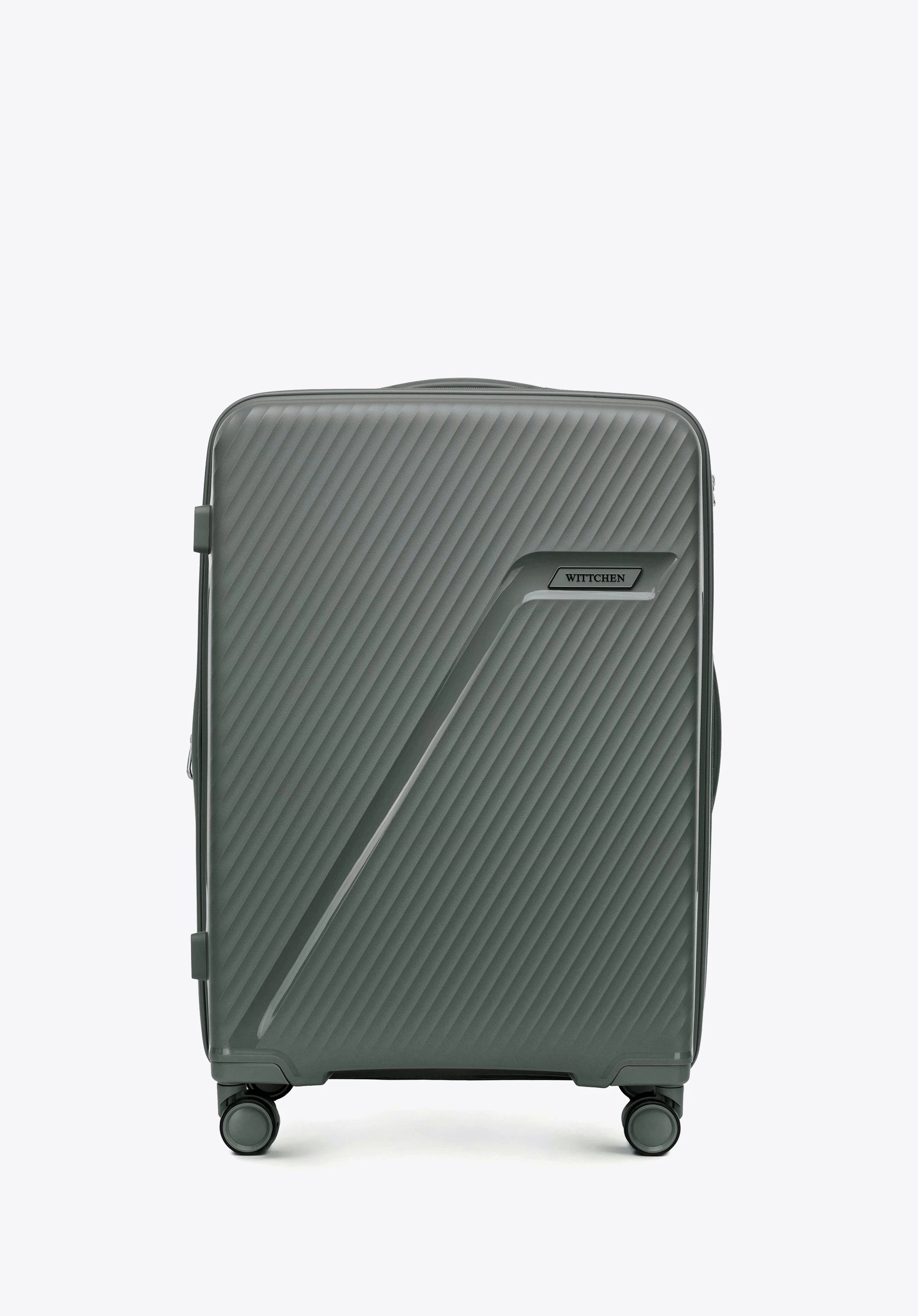 Mittlerer Koffer aus Polypropylen mit diagonalem Muster, grau, 56-3T-502-01, Bild 1