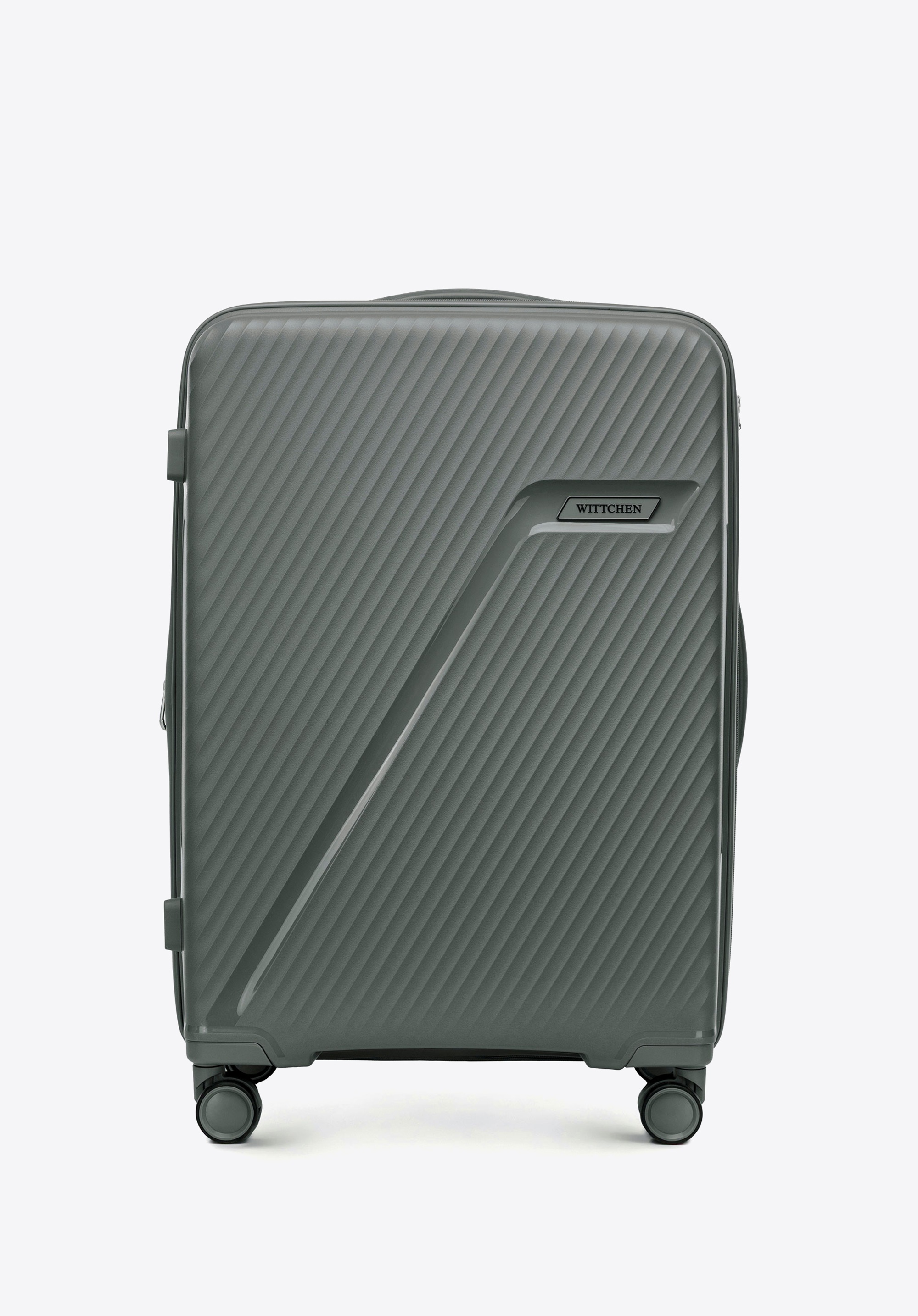 Mittlerer Koffer aus Polypropylen mit diagonalem Muster, grau, 56-3T-502-01, Bild 1