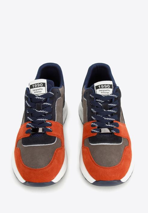 Wildleder-Sneaker für Herren, grau-orange, 96-M-953-3-45, Bild 2