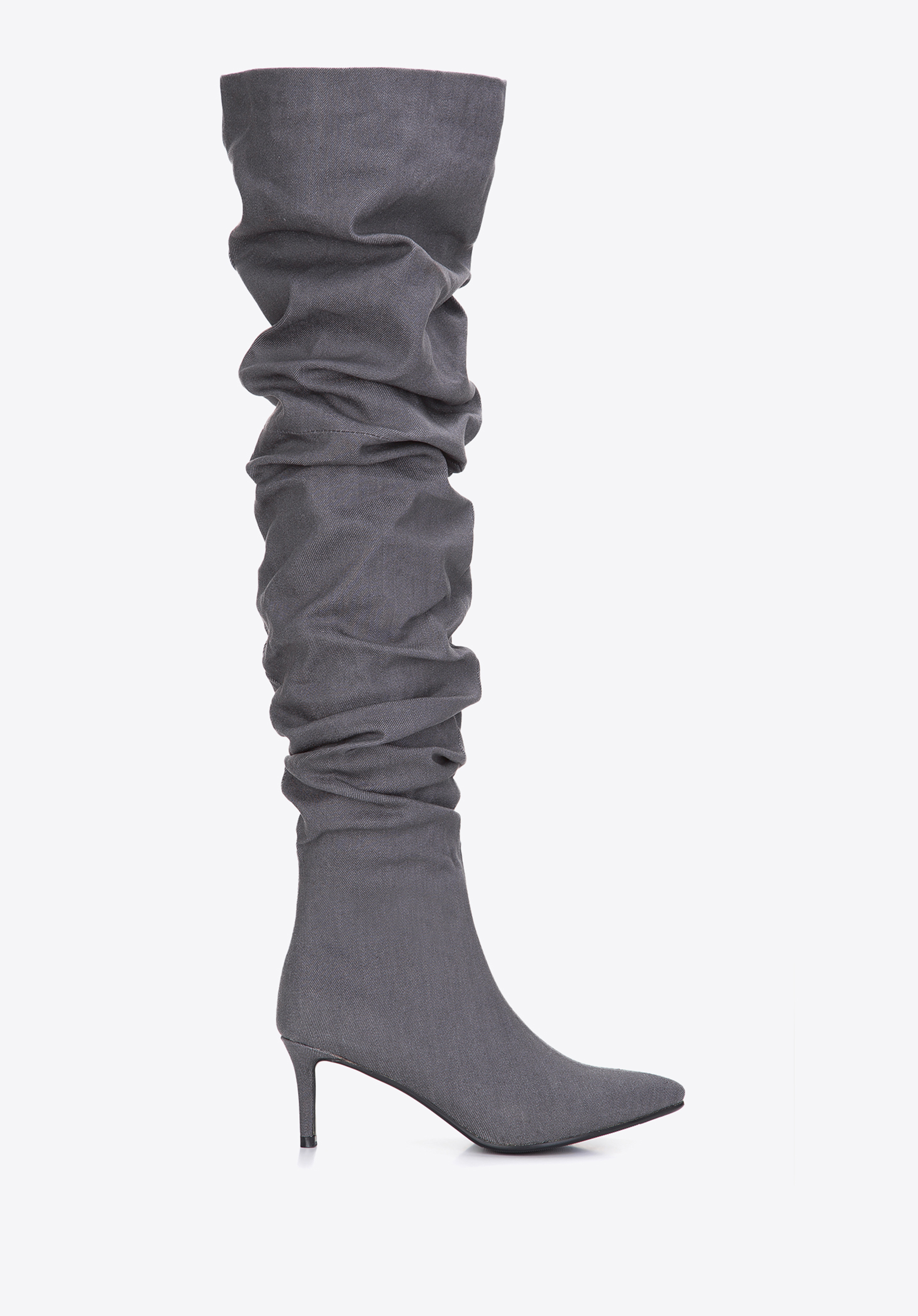Overknee-Jeansstiefel mit hohem Absatz für Damen, grau, 97-D-524-1-36, Bild 1