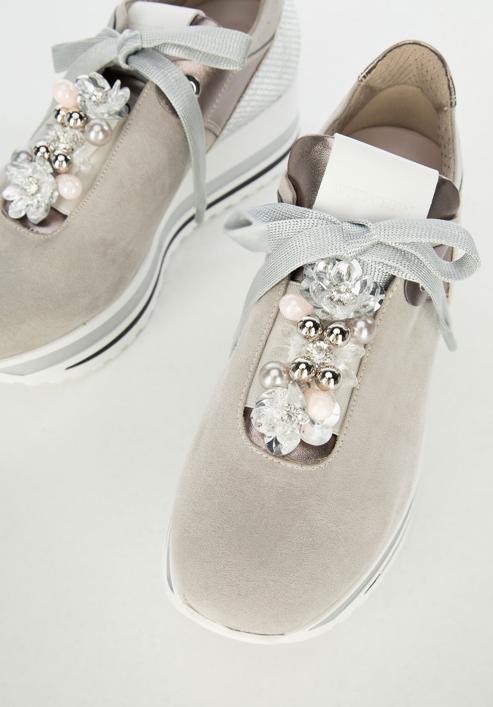 Plateau-Sneakers für Damen mit Perlen, grau, 95-D-656-9-36, Bild 10