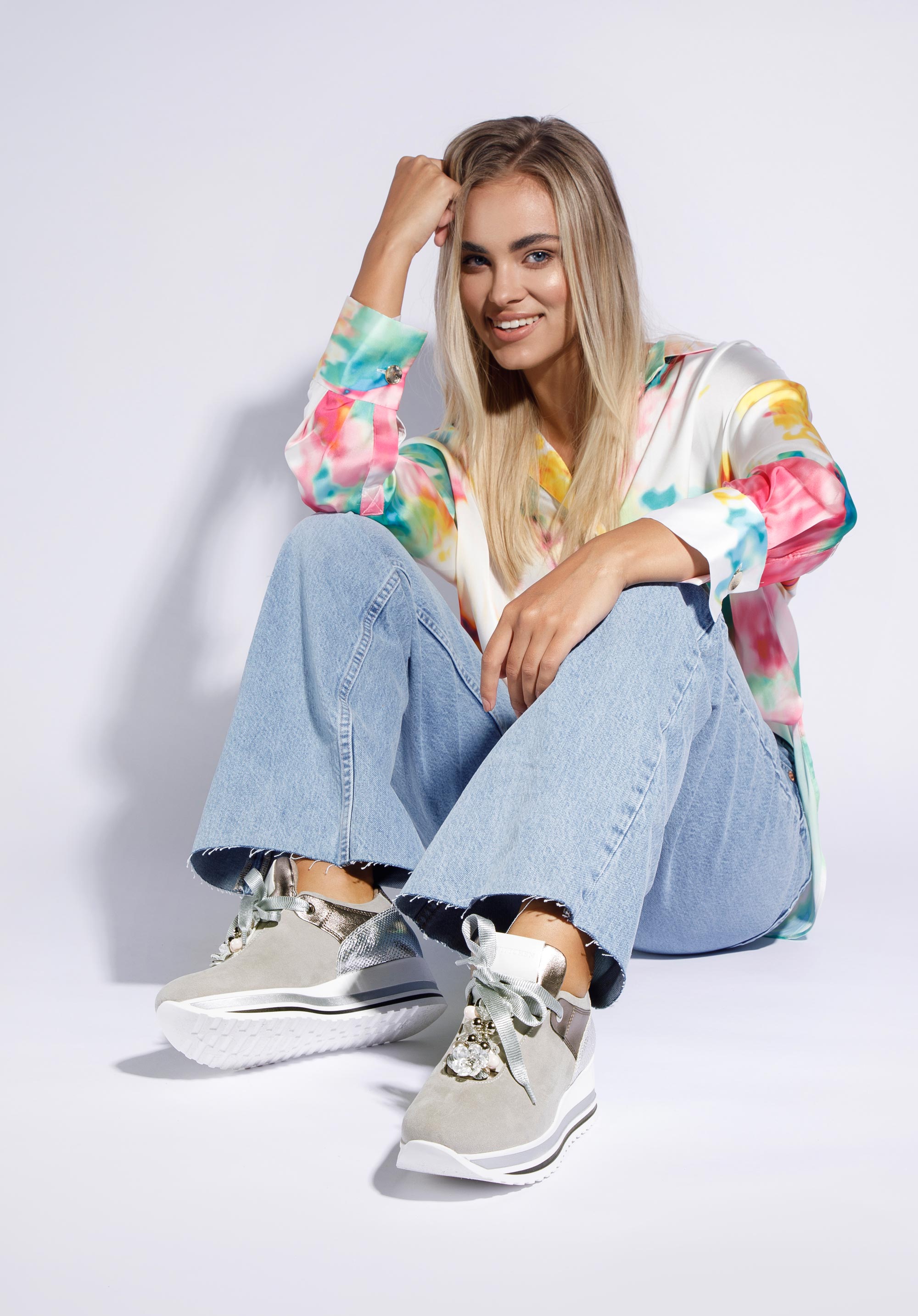 Plateau-Sneakers für Damen mit Perlen