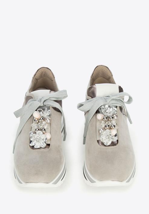Plateau-Sneakers für Damen mit Perlen, grau, 95-D-656-9-36, Bild 2