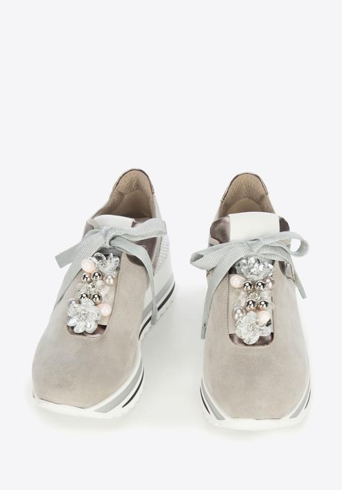 Plateau-Sneakers für Damen mit Perlen, grau, 95-D-656-9-36, Bild 3