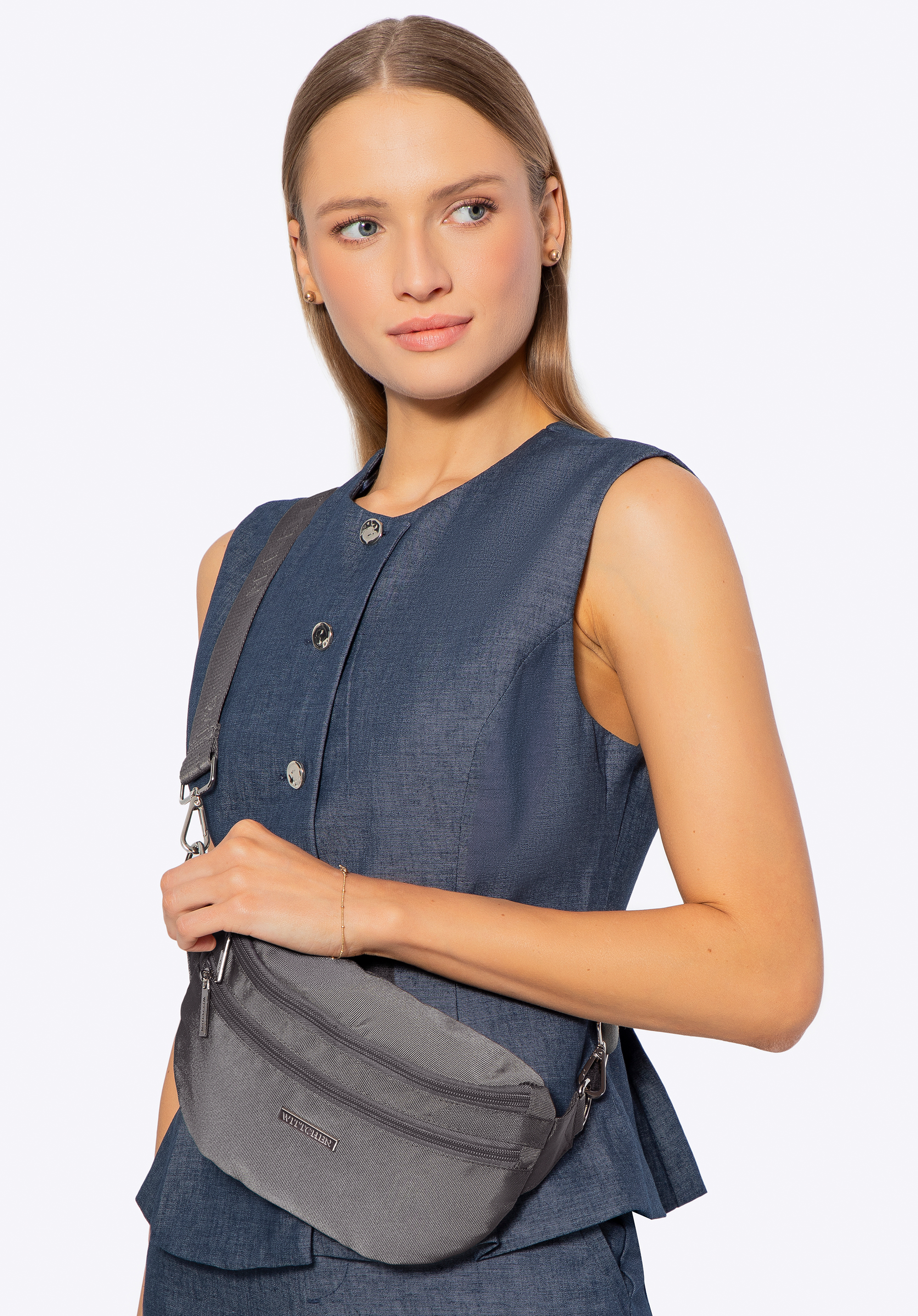 Polyester-Gürteltasche mit abnehmbarem Riemen, grau, 29-2P-000-01, Bild 1