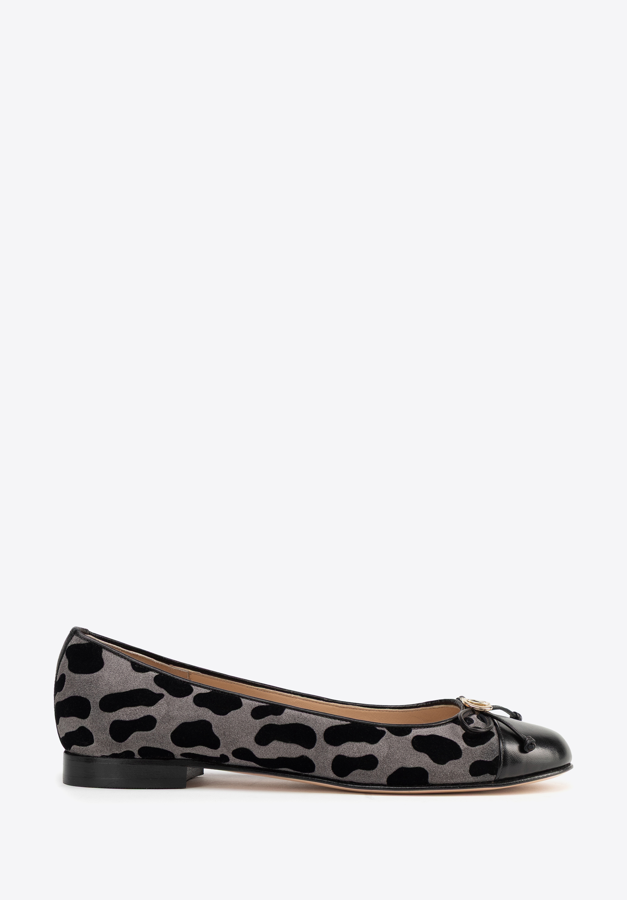 Damen Ballerinas aus Naturleder mit Leopardenmuster, grau-schwarz, 100-D-110-1-38, Bild 1