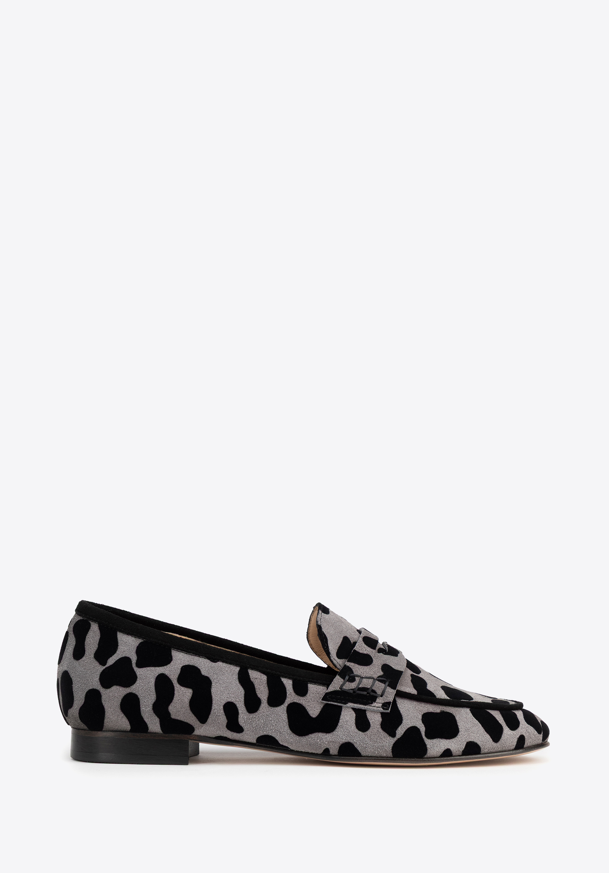 Damen Mokassins aus Leder mit Leopardenmuster, grau-schwarz, 100-D-109-1-40, Bild 1