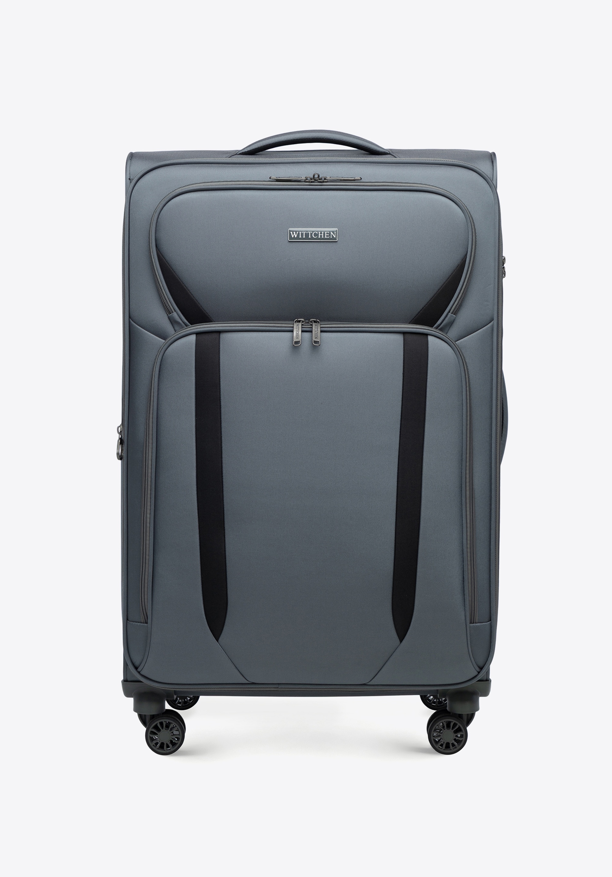 Großer zweifarbiger Weichgepäckkoffer, grau-schwarz, 56-3S-183-01, Bild 1