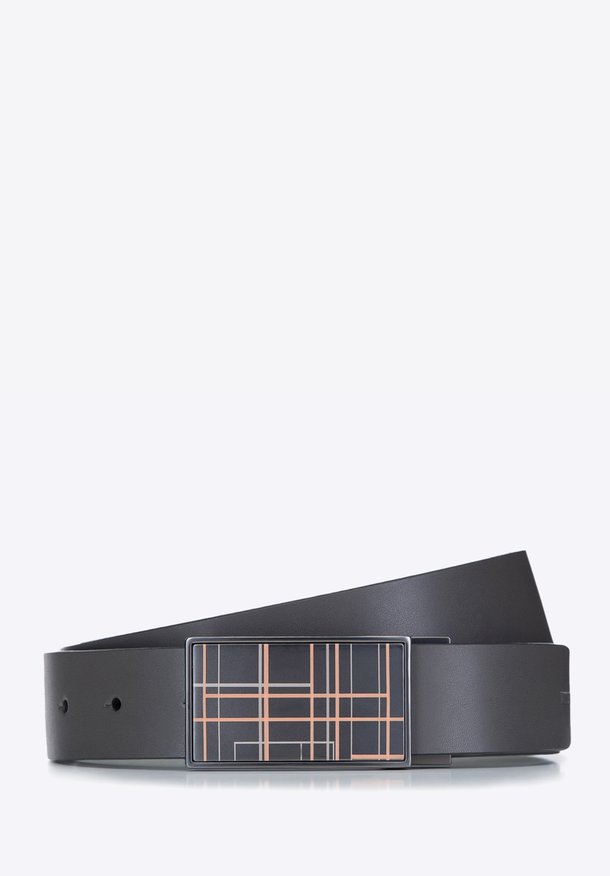 HERRENGÜRTEL AUS LEDER, grau-schwarz, 92-8M-352-18-12, Bild 1