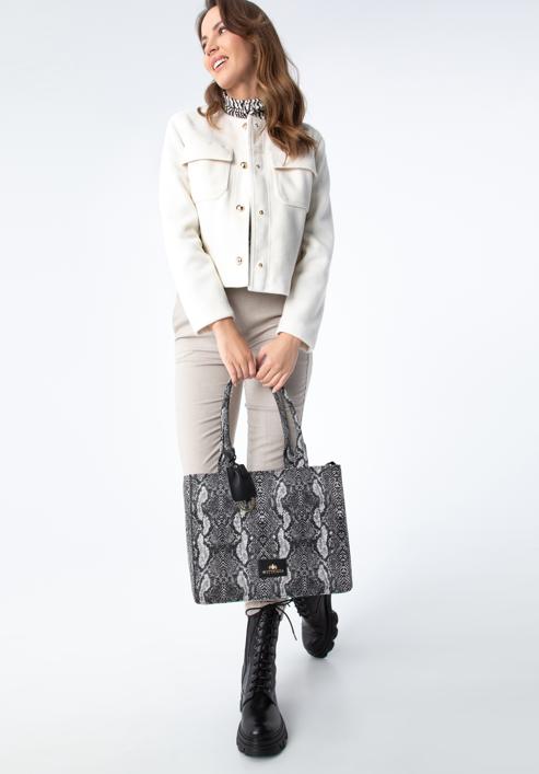 Shopper-Tasche mit Tiermuster, grau-schwarz, 97-4E-504-X4, Bild 16