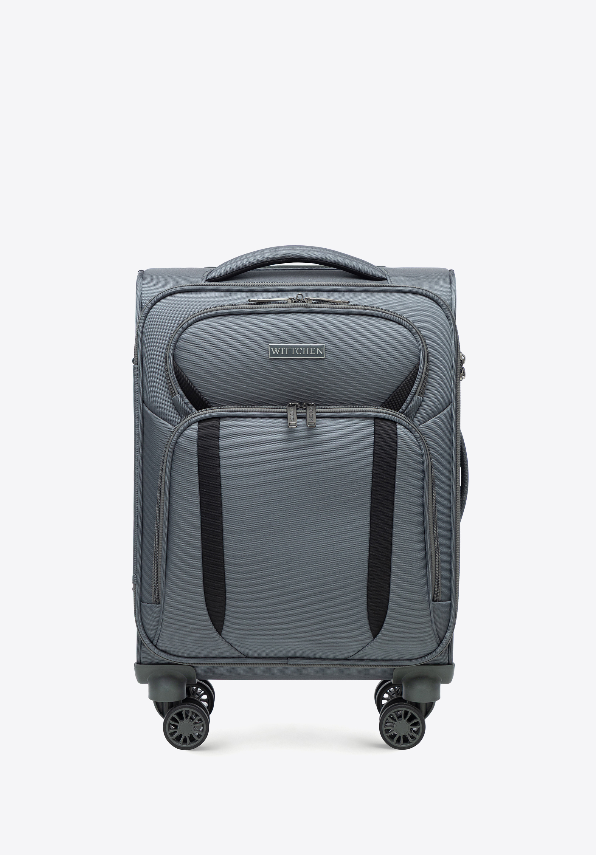 Zweifarbiger Softside-Kabinenkoffer, grau-schwarz, 56-3S-181-01, Bild 1