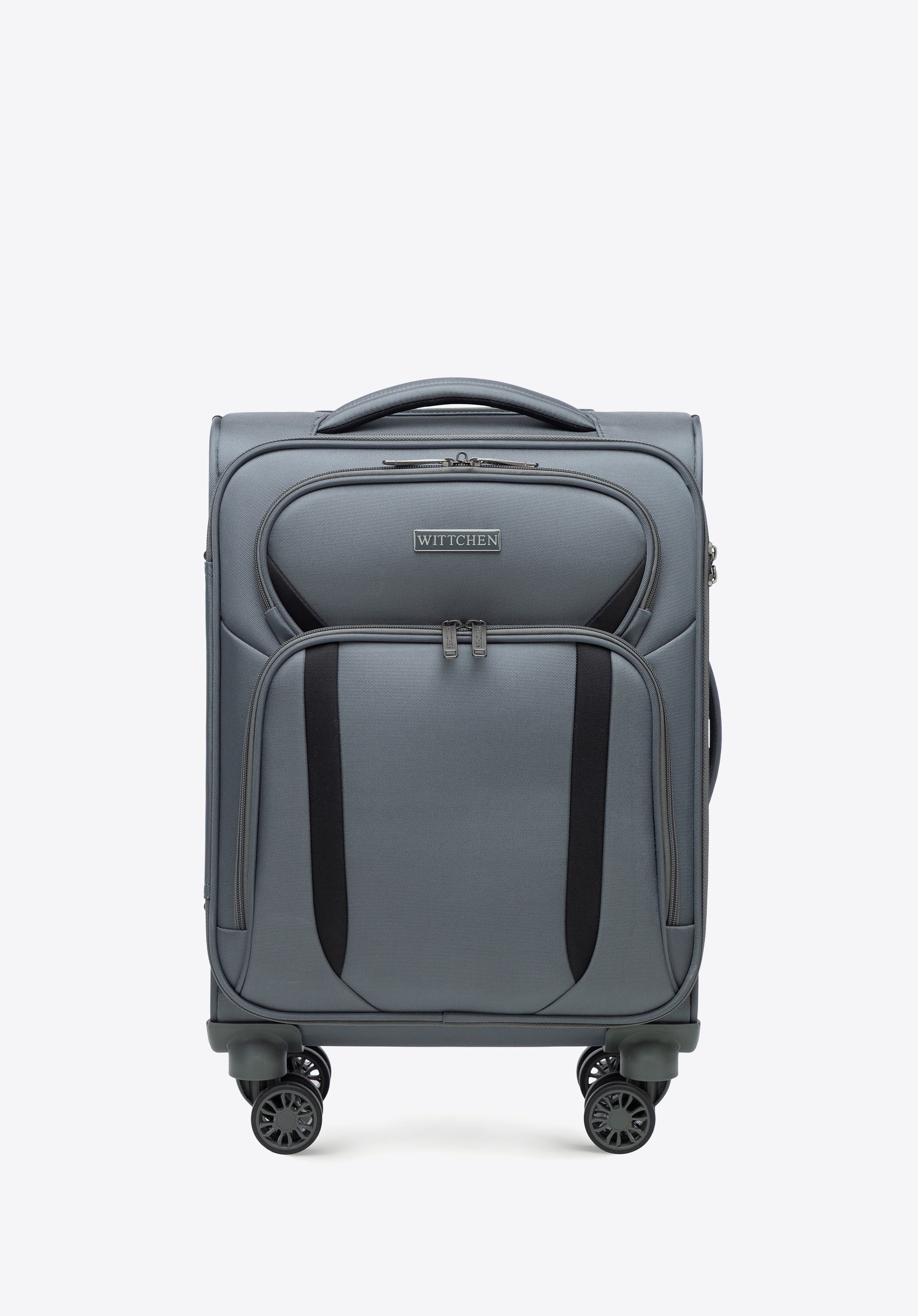 Zweifarbiger Softside-Kabinenkoffer, grau-schwarz, 56-3S-181-01, Bild 1