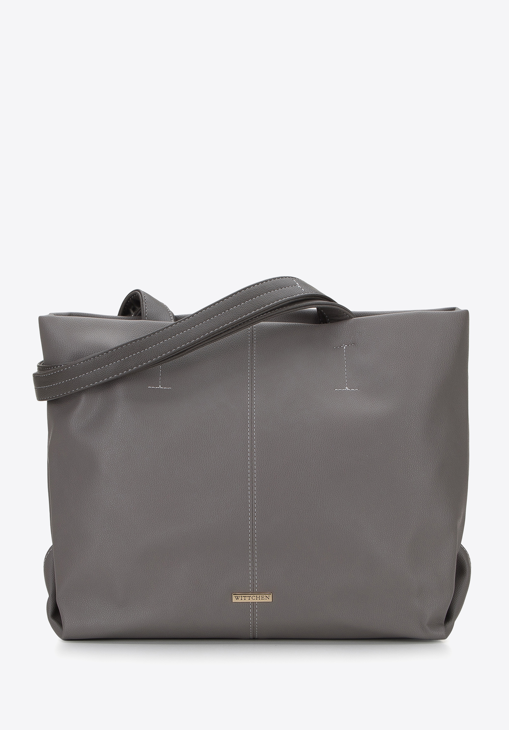 Shopper aus Kunstleder mit Kontrastnähten