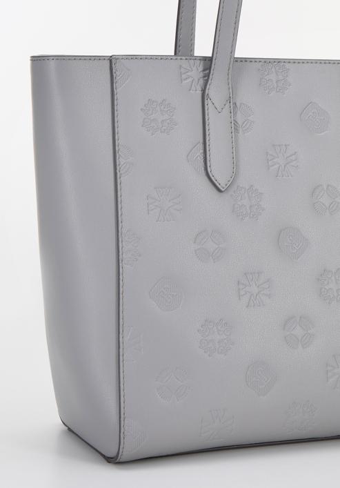 Shopper-Tasche aus Leder mit Monogramm, grau, 96-4E-630-8, Bild 5