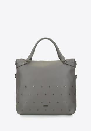 Shopper-Tasche mit Nieten in Form von Schneeflocken, grau, 93-4Y-608-8, Bild 1