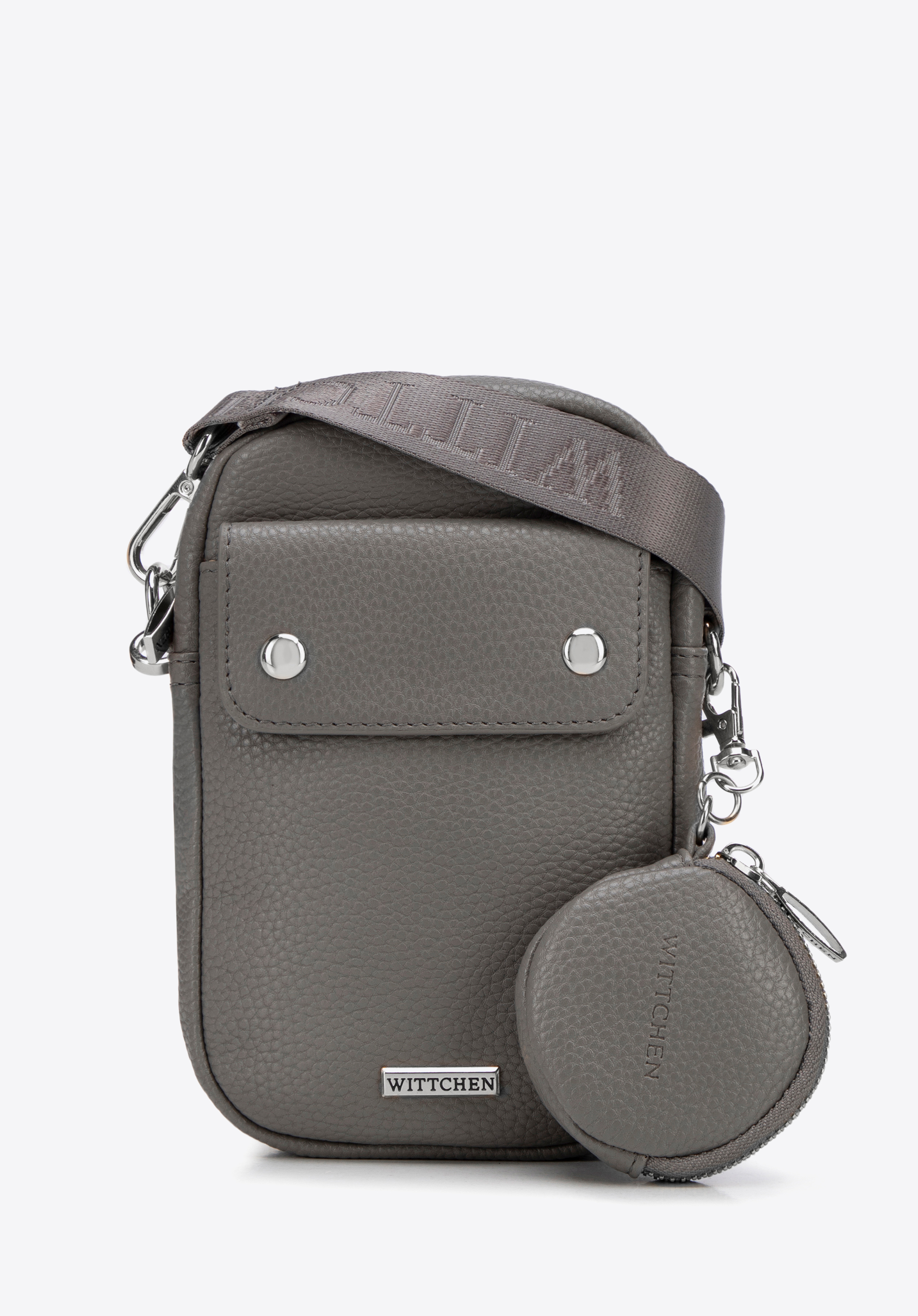 Damen-Mini-Tasche aus Öko-Leder, grau-silber, 100-2Y-011-8S, Bild 1