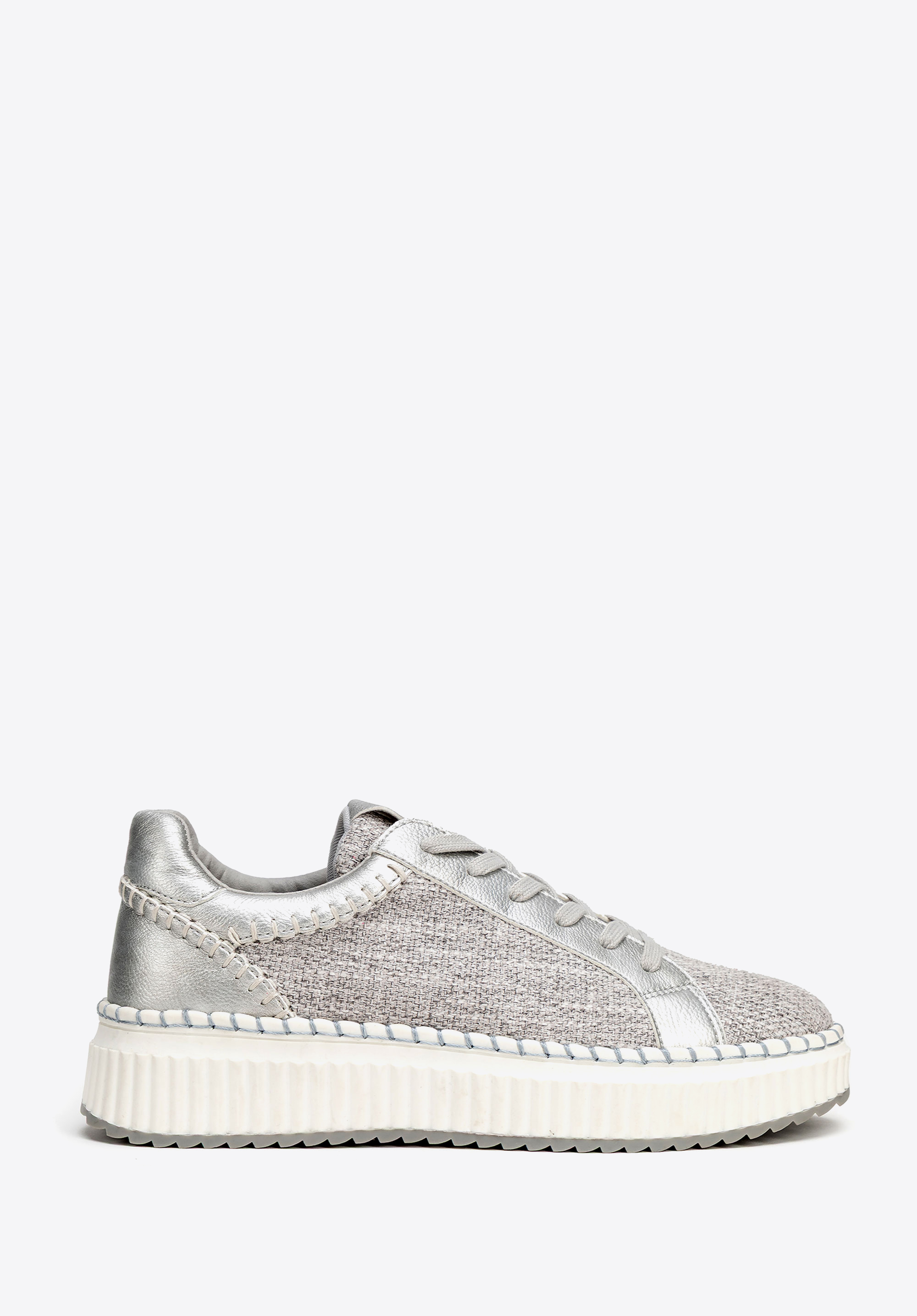 Damen-Sneaker aus Textil und Ökoleder, grau-silber, 100-DP-405-8-35, Bild 1