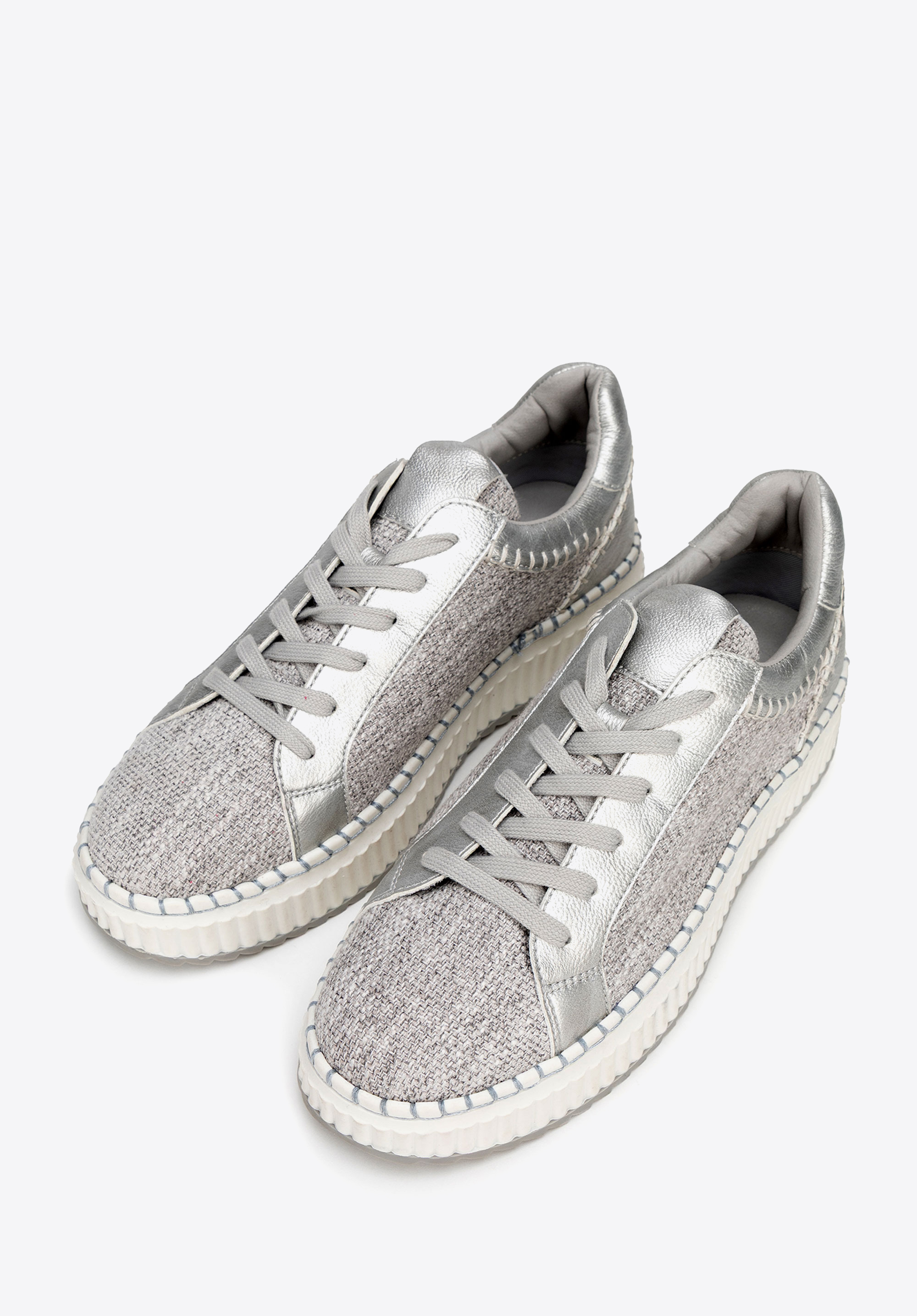 Damen-Sneaker aus Textil und Ökoleder, grau-silber, 100-DP-405-8-35, Bild 1