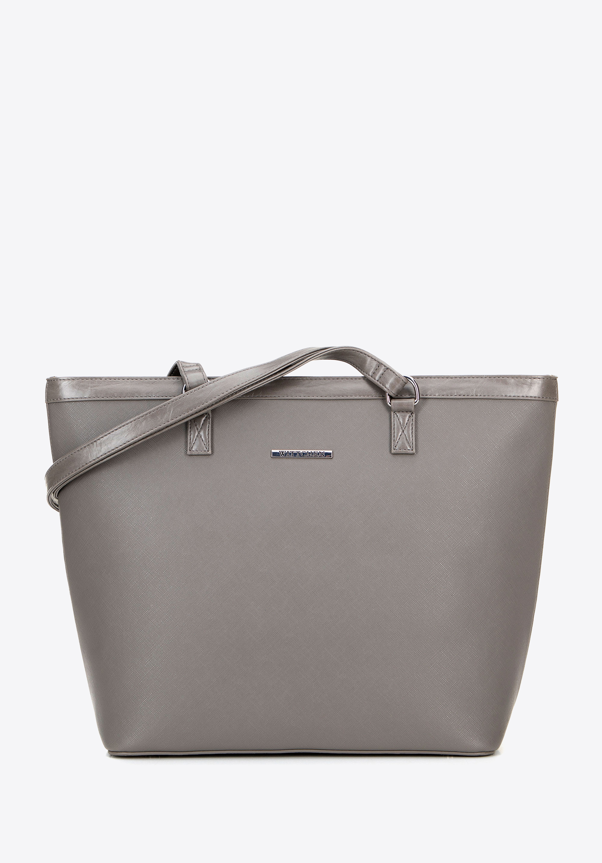 Shopper aus Öko Leder für Damen, grau-silber, 100-4Y-006-8S, Bild 1