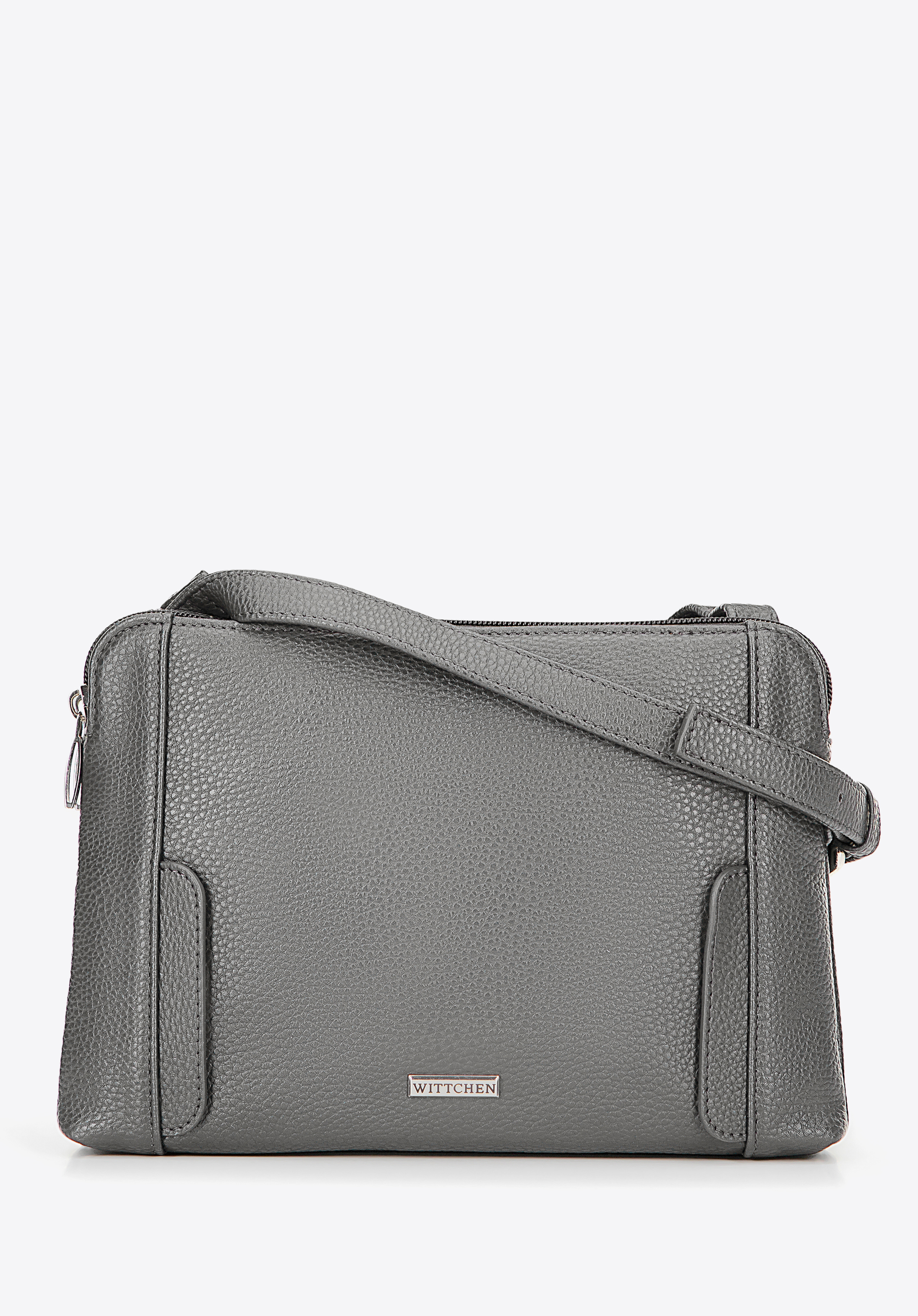 Umhängetasche mit zwei Fächern für Damen, grau-silber, 100-4Y-009-8S, Bild 1