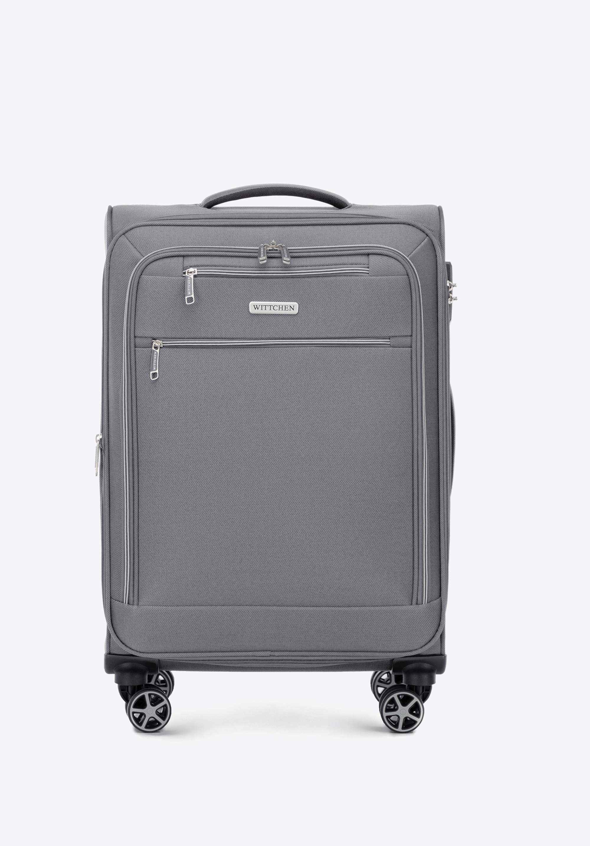 Weicher mittelgroßer Koffer aus Polyester, grau, 56-3S-172-00, Bild 1