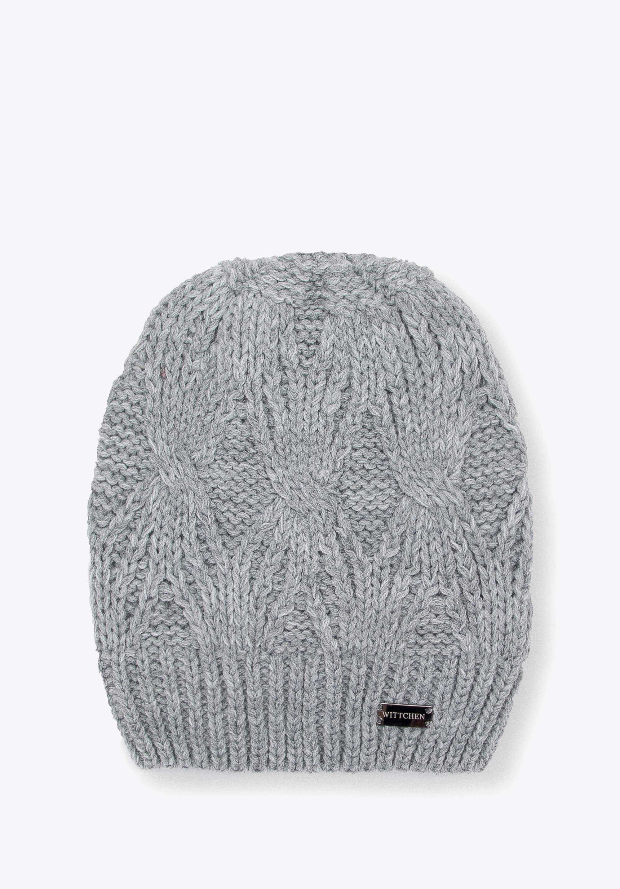 Wintermütze für Damen mit breitem Strickbündchen, grau, 95-HF-005-8, Bild 1
