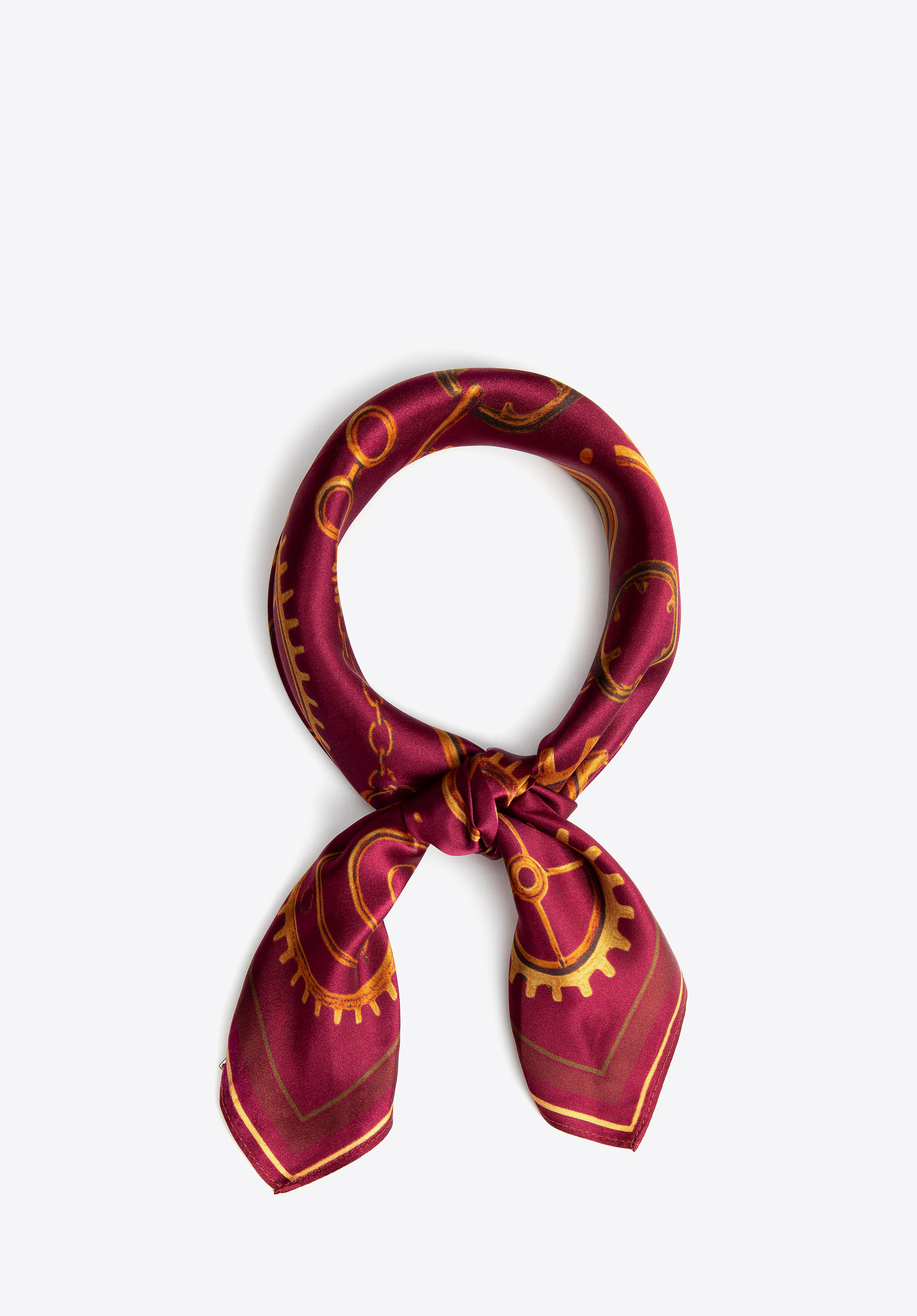 Șal de mătase pentru femei cu imprimeu vintage, grena, 103-7D-S01-X9, Fotografie 1