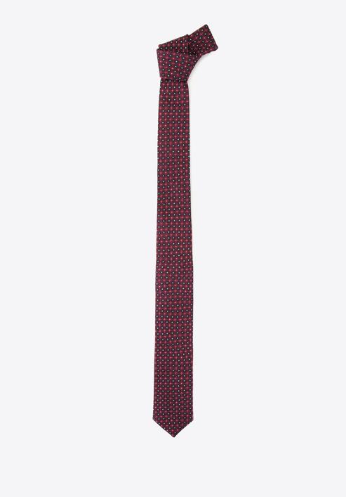 Cravată din mătase cu model, grena - bleumarin, 92-7K-001-X3, Fotografie 2
