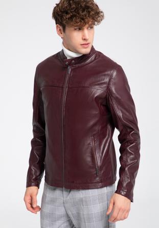 Jachetă din piele dreaptă pentru bărbați, grena, 96-09-850-3-XL, Fotografie 1