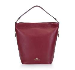 Geantă sac din piele cu buzunare laterale, grena, 93-4E-613-3, Fotografie 1