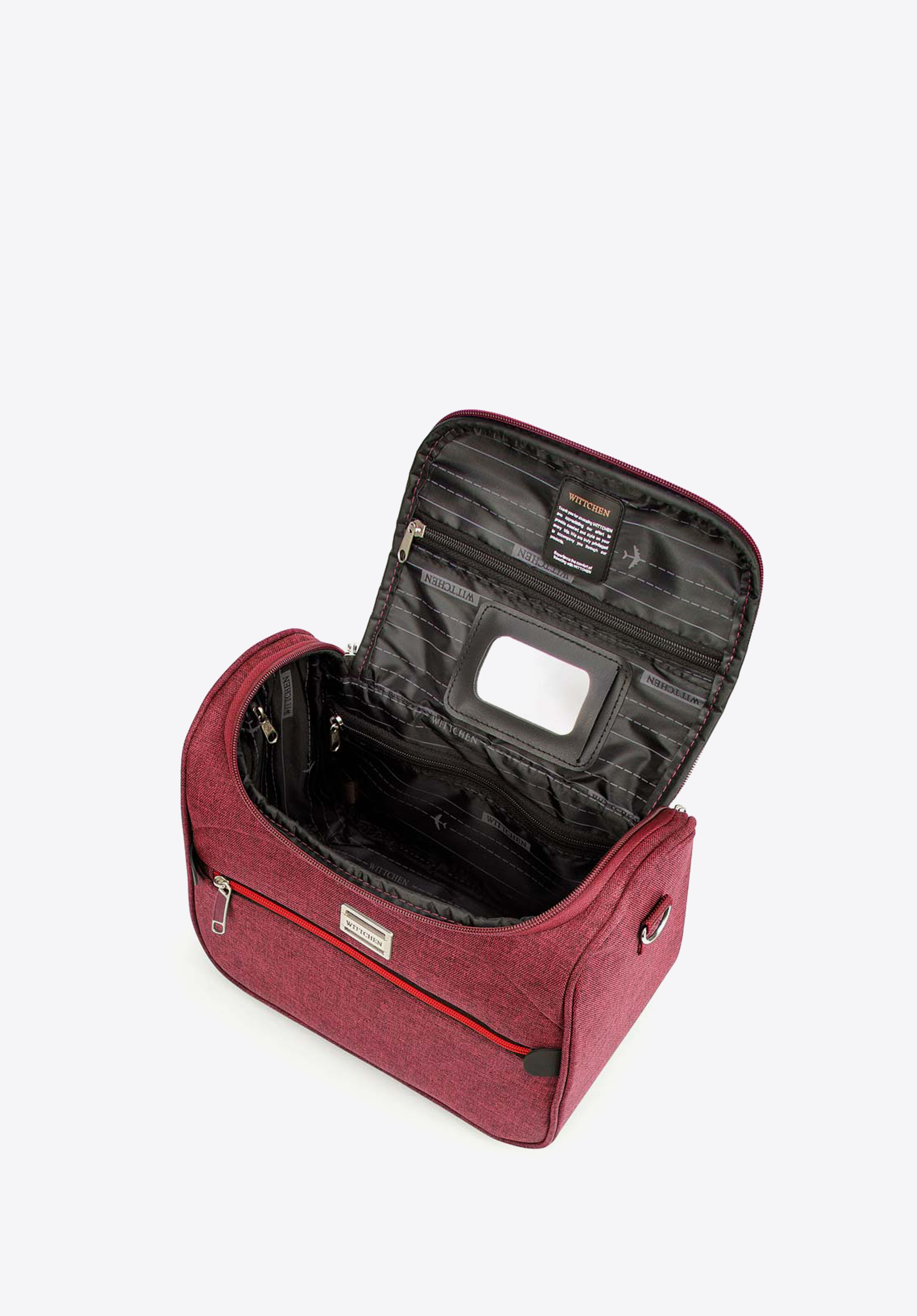 Geantă cosmetice cu fermoar colorat, grena, 56-3S-504-31, Fotografie 1