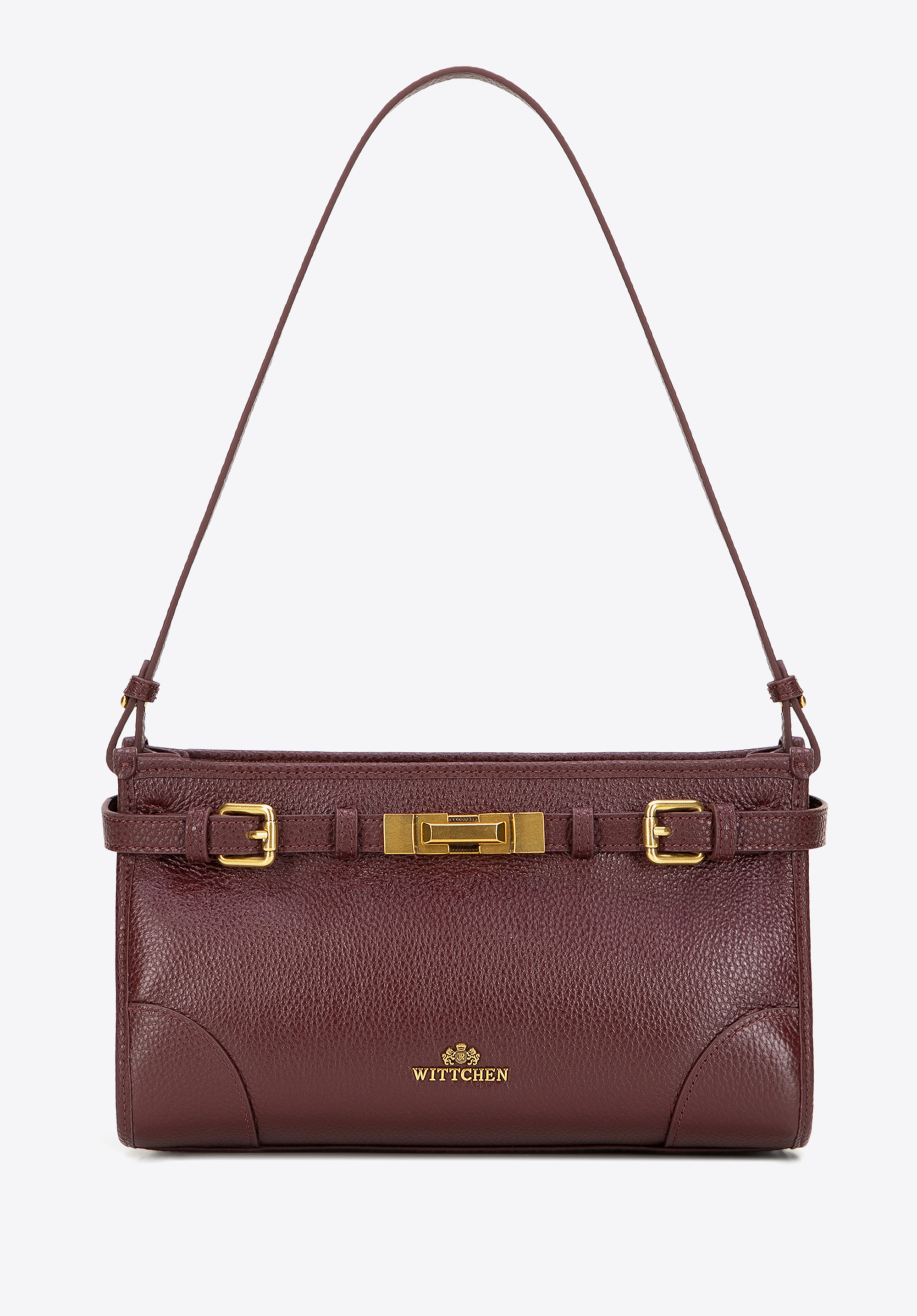 Geantă de umăr pentru femei din piele, grena, 101-4E-208-6, Fotografie 1