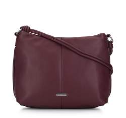 Geantă din piele tip sac ecologică moale cu noduri, grena, 95-4Y-423-3, Fotografie 1