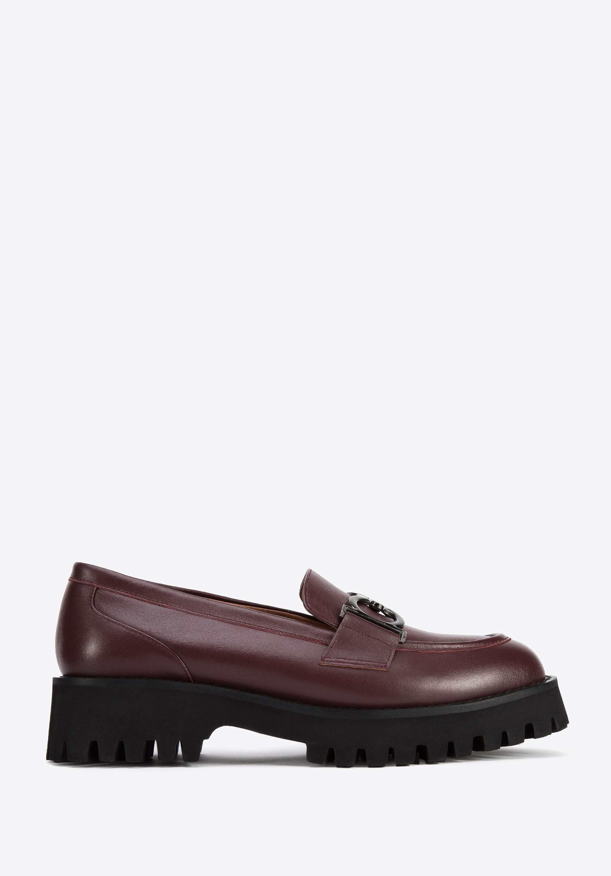 Mocasini de damă din piele cu cataramă pe talpă groasă