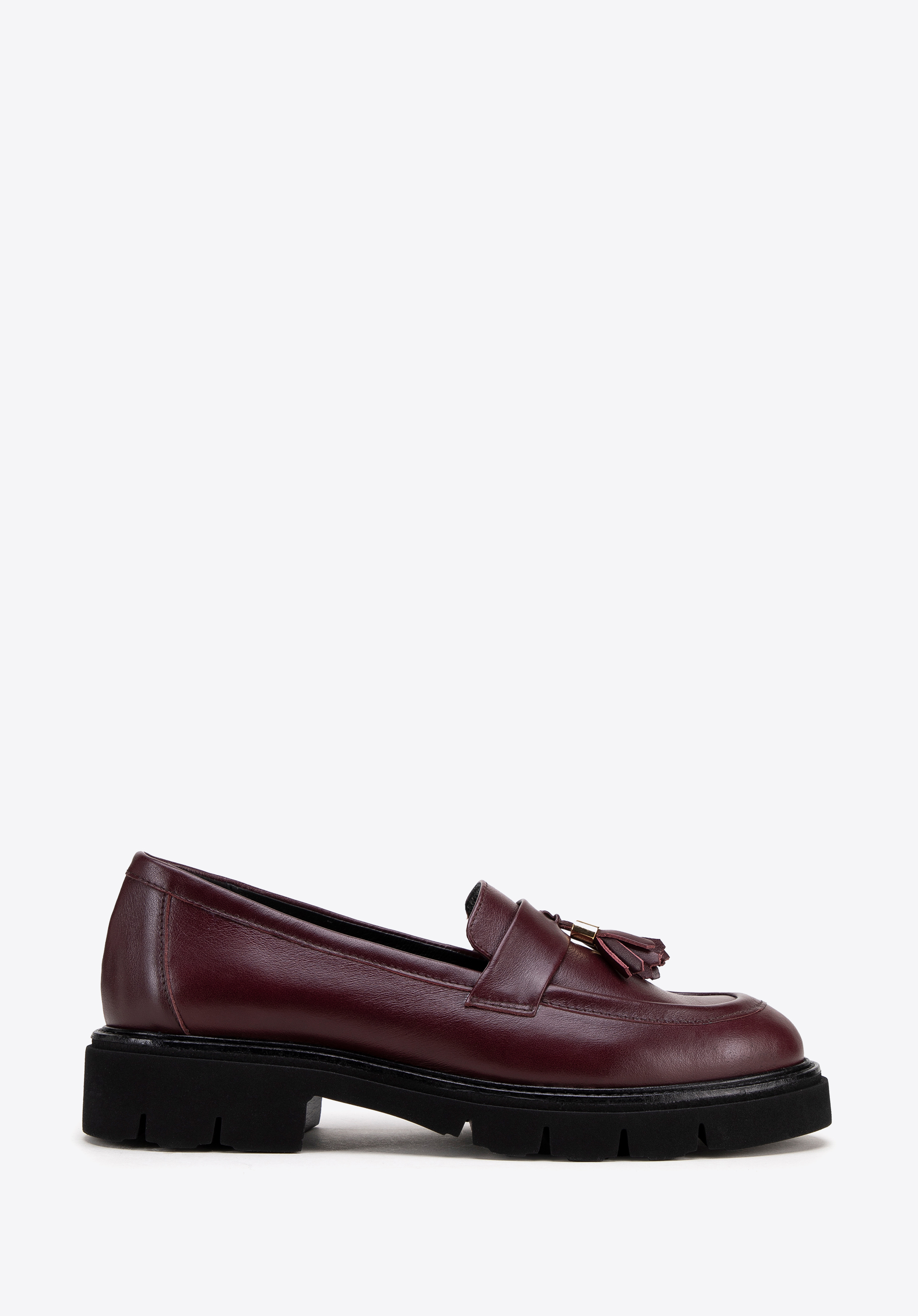 Mocasini de dama din piele cu ciucuri, grena, BD-B-812-3-37, Fotografie 1