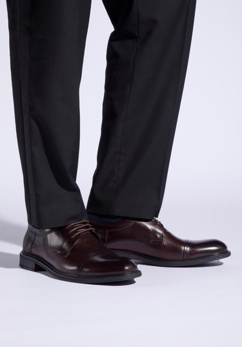 Pantofi bărbați Derby clasic din piele, grena, 96-M-504-5-45, Fotografie 15