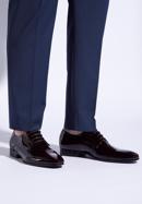 Pantofi bărbați Derby clasic pentru din piele lăcuită, grena, 96-M-502-N-43, Fotografie 15