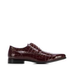 Pantofi derby pentru bărbați din piele întoarsă cu textură croco, grena, 96-M-519-3C-40, Fotografie 1